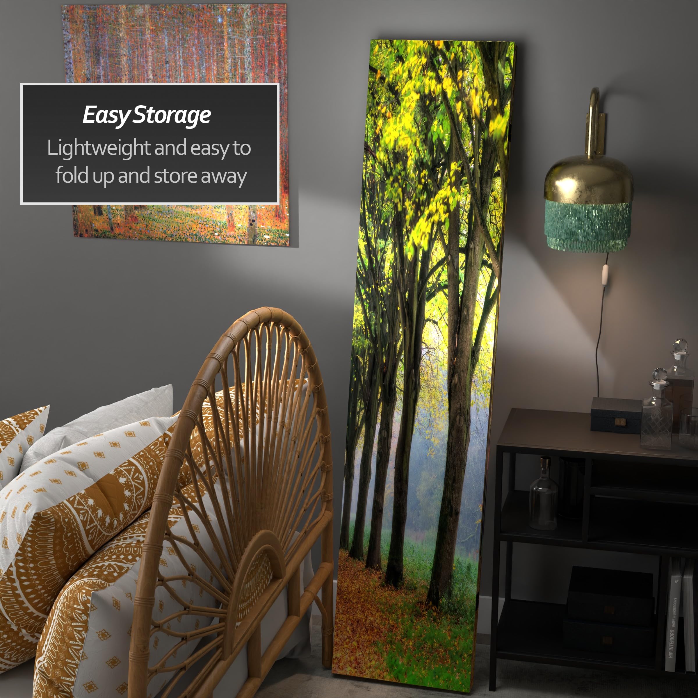 6 ft. Tall Double Sided Red Lantern Autumn Footpath Canvas Room Divider - Green Decorative Screen for Home, Office, Wedding & Party Decor