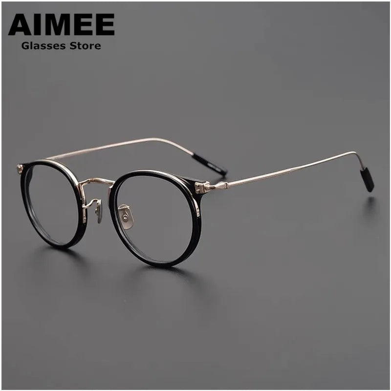 Unisex Aimee 1557 Round Full Rim Titanium Acetate Eyeglasses - Lightweight & Durable Glasses for Work, Reading & Everyday Wear