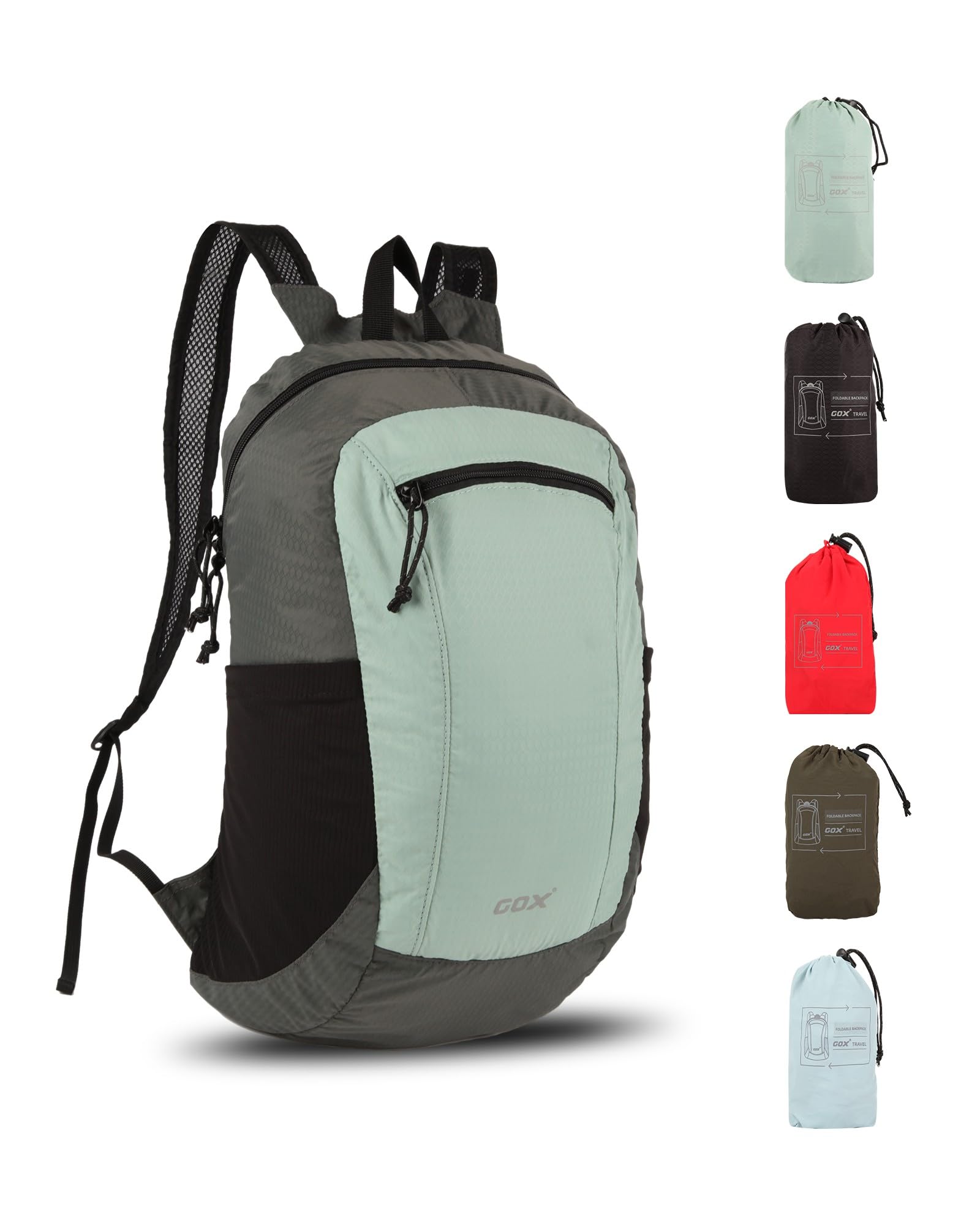 GOX Foldable 20L Lightweight Hiking Backpack - Packable Daypack for Men & Women, Water-Resistant Travel Camping Outdoor Bag (Jade) - Perfect for Hiking, Commuting, and Weekend Getaways