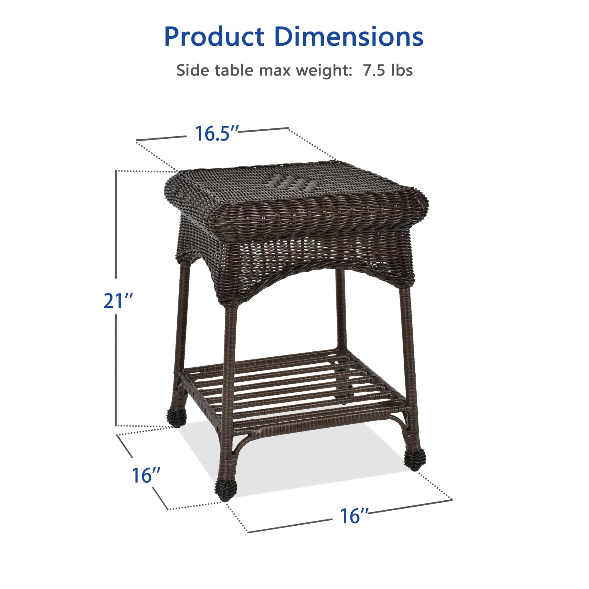 Stylish Outdoor Espresso Wicker End Table - Weather-Resistant Patio Side Table for Coffee & Drinks - Perfect for Garden, Poolside & Balcony Decor