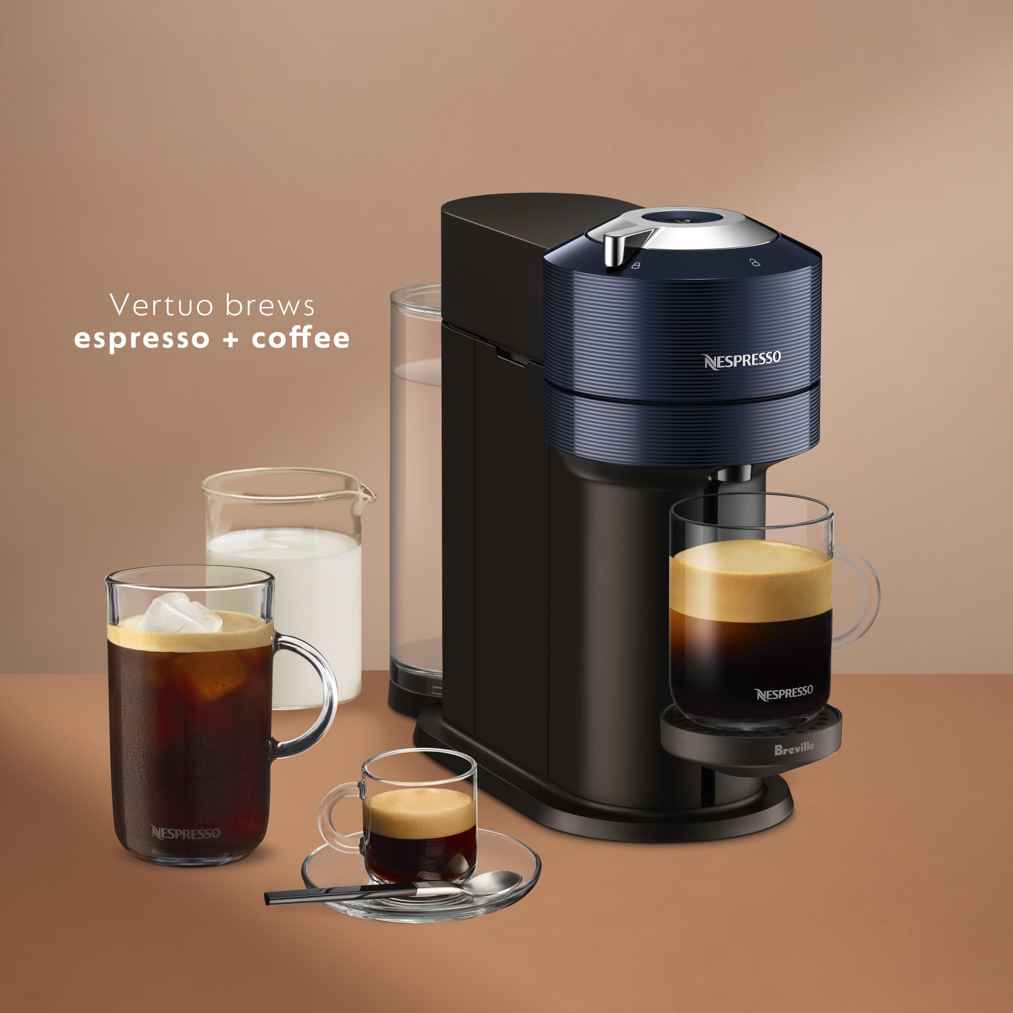 Breville Nespresso Vertuo Next Coffee & Espresso Machine - Navy Blue | Single-Serve Pod Brewer for Home & Office Use | Compact Design with Fast Heat-Up Time | Perfect for Espresso, Coffee & Lungo Drinks