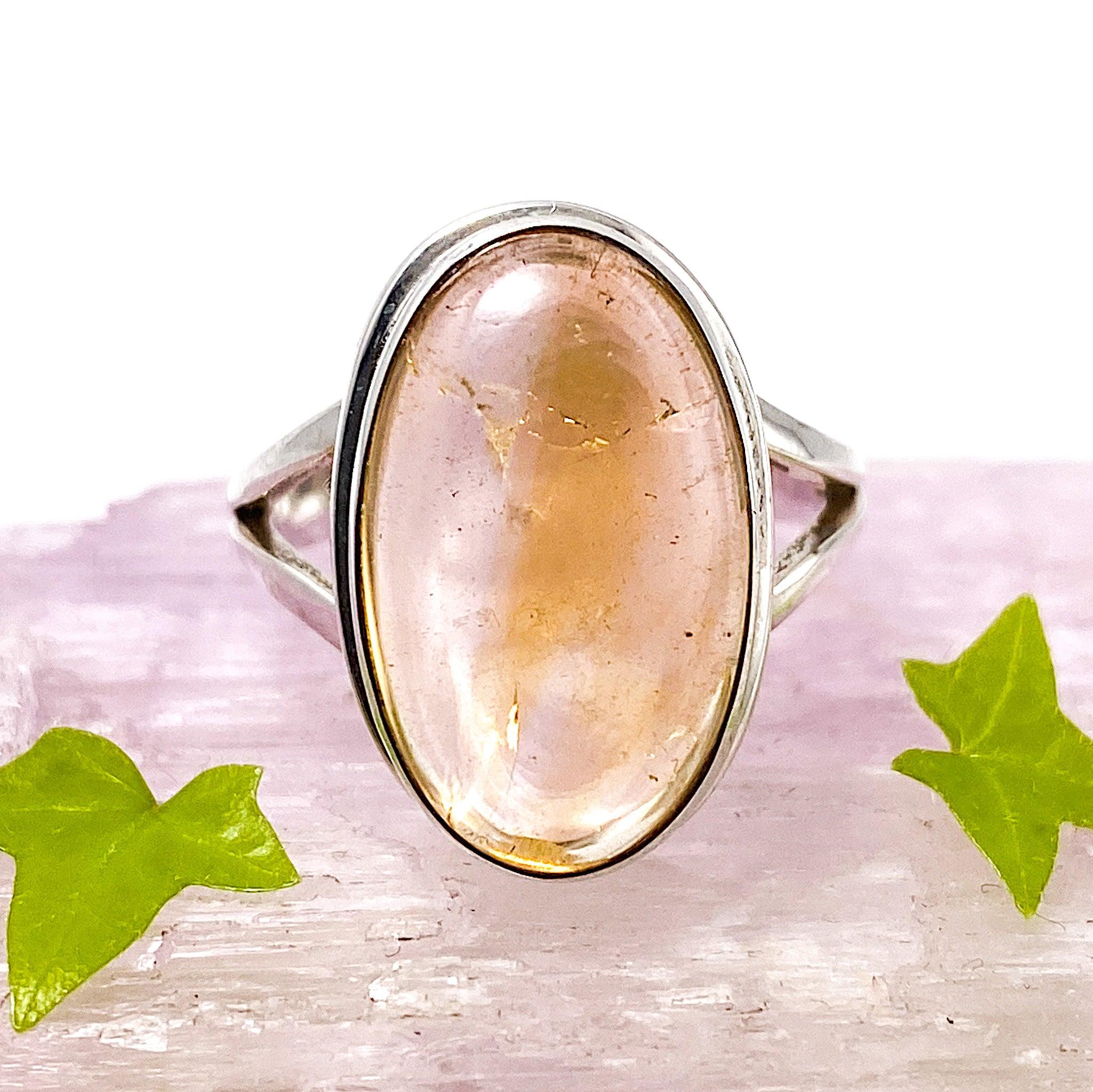 Natural Citrine Gemstone Oval Ring - Size 9 - KRGJ1116 - Elegant Jewelry for Women, Perfect for Weddings, Parties & Everyday Wear