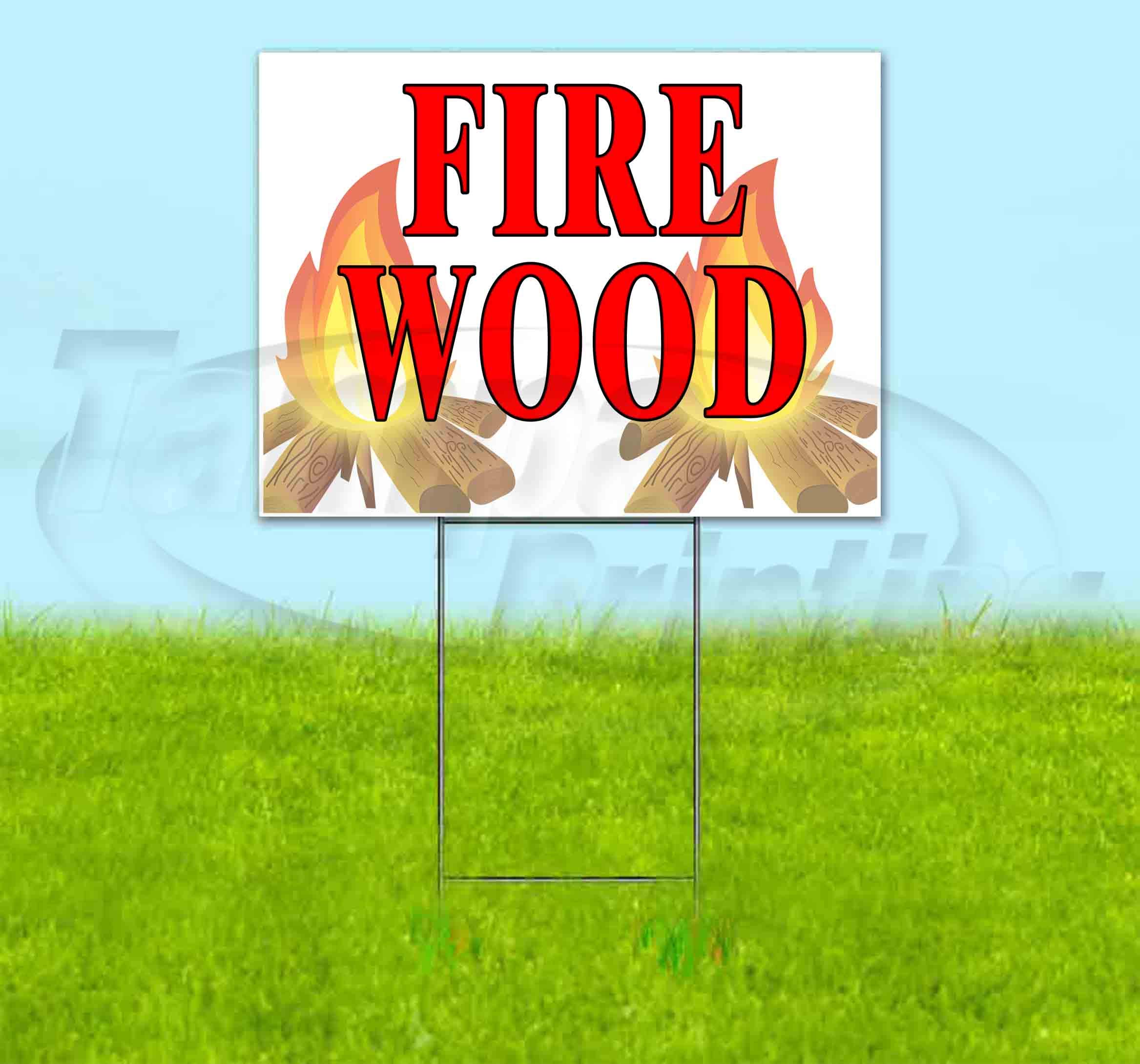 18x24 Inch FIRE Wood Yard Sign with Metal Step Stake - Bandit Style, Advertising & Decorative Sign for Outdoor Use - USA Made, Bulk Discounts Available - Perfect for Lawn, Garden, Business Promotion & Events