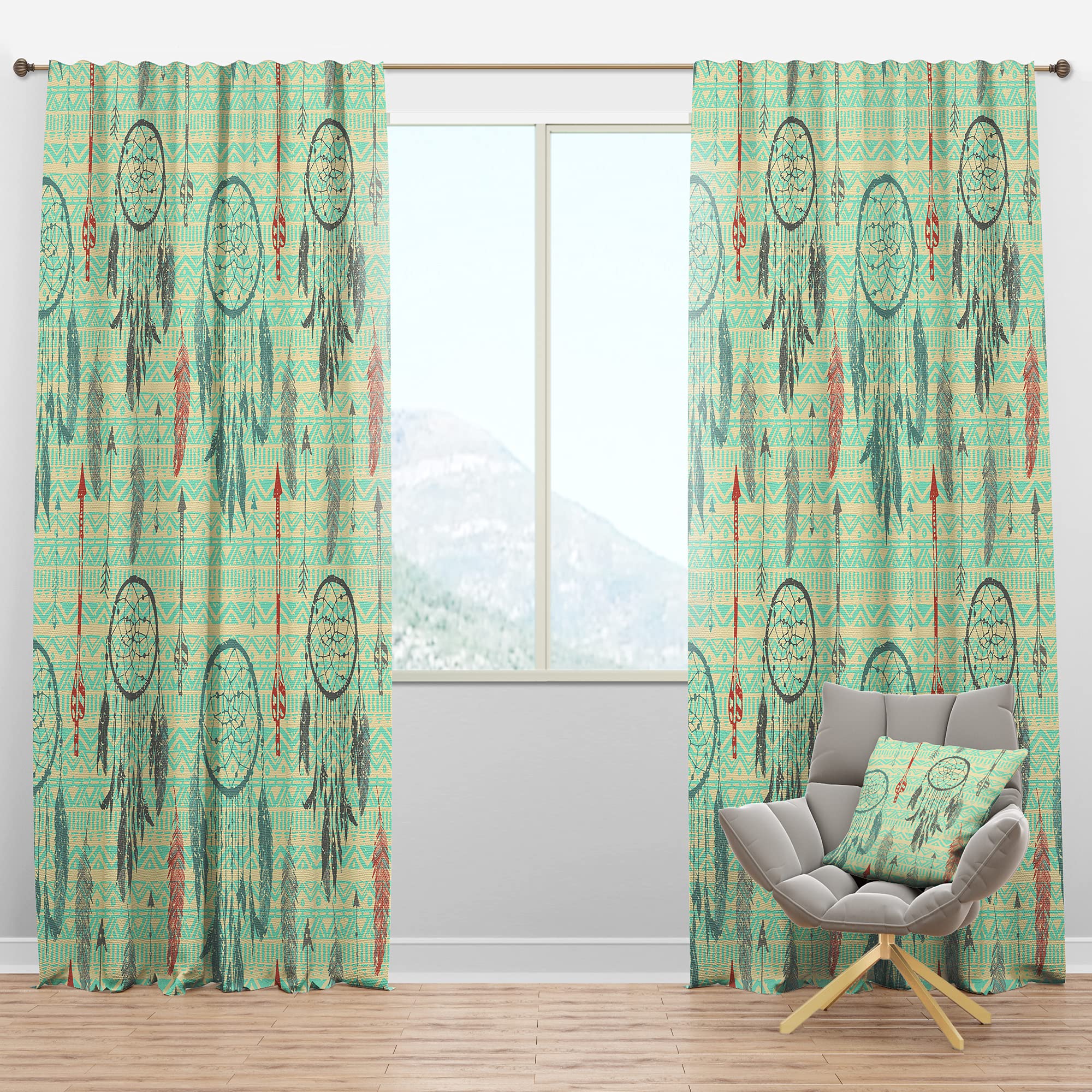 DesignQ Blackout Curtains 'Dream Catchers on The Tribal' - Thermal Insulated Single Panel (52x120 inches) for Bedroom & Living Room - Noise Reducing & Energy Saving Window Drapes for Better Sleep & Home Decor