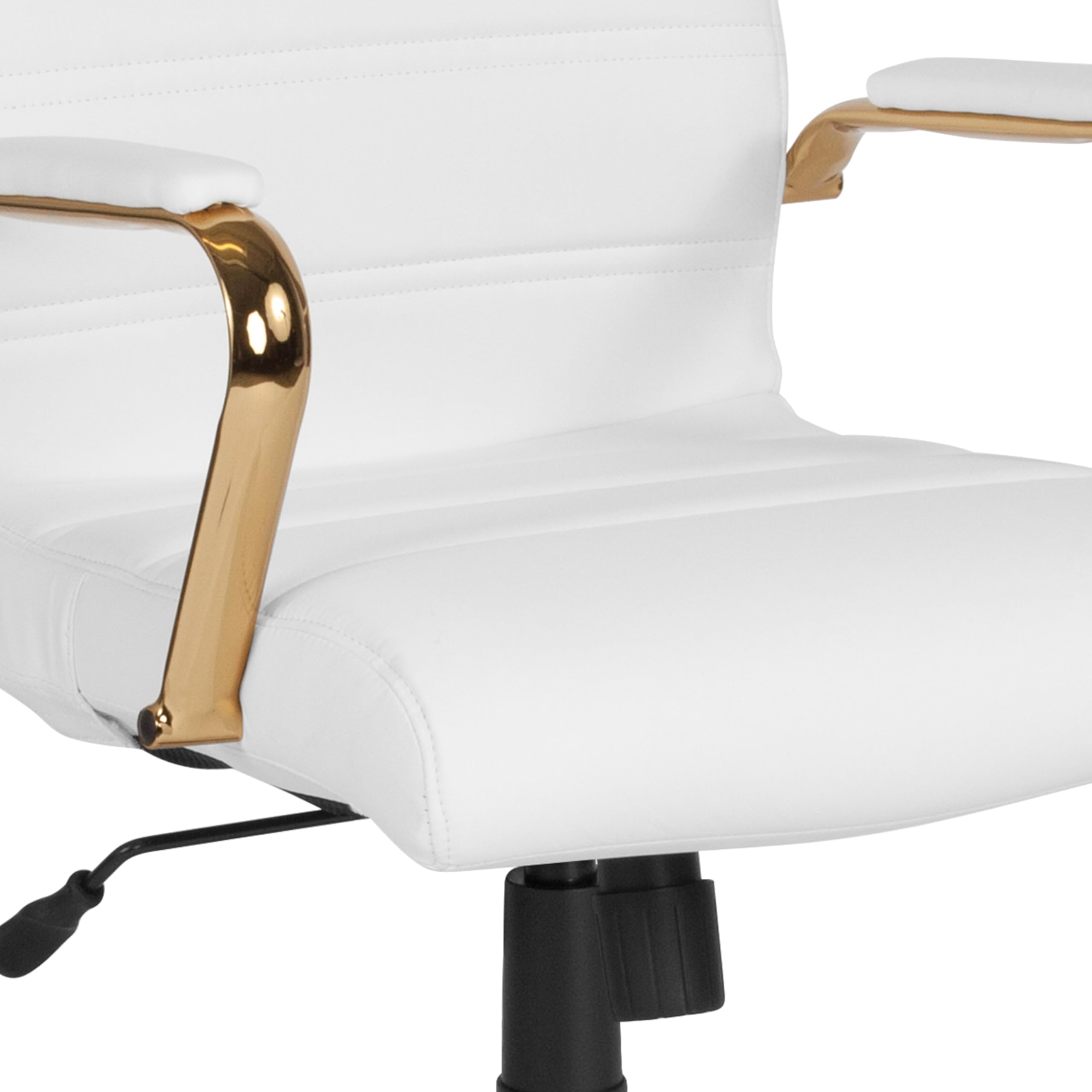 Flash Furniture Whitney Mid-Back Swivel LeatherSoft Office Chair - Adjustable Height Ergonomic Desk Chair with Padded Seat & Armrests, 27