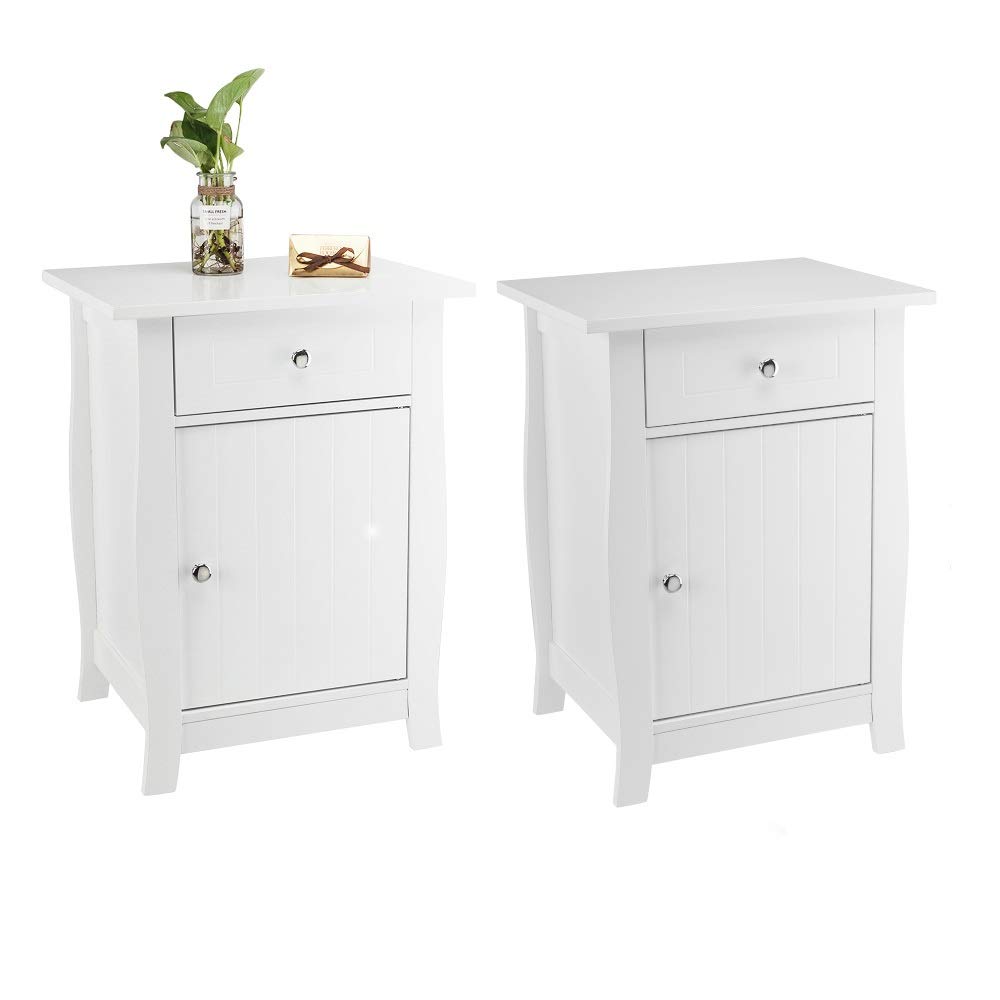 Bonnlo White Nightstand Set of 2 with Drawers & Storage - Perfect for Bedroom & Small Spaces