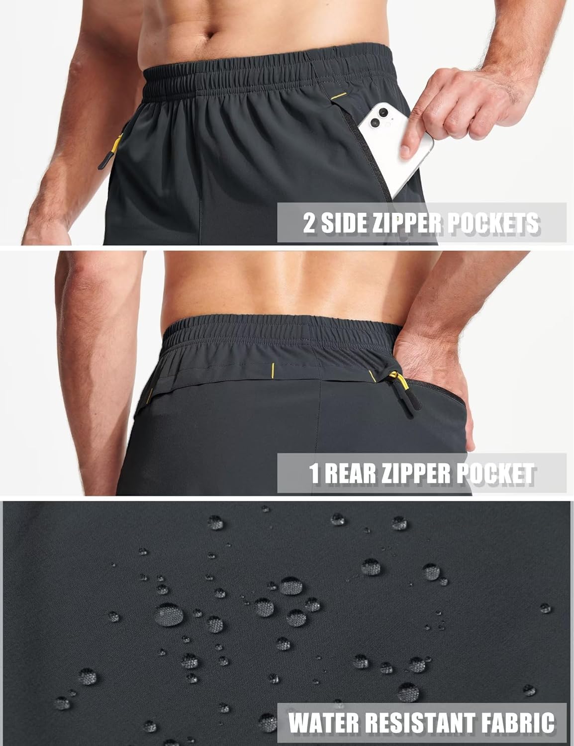 MAGCOMSEN Men's Quick Dry Workout Shorts - Breathable Running & Training Shorts with Zip Pockets - Perfect for Gym, Jogging & Outdoor Sports