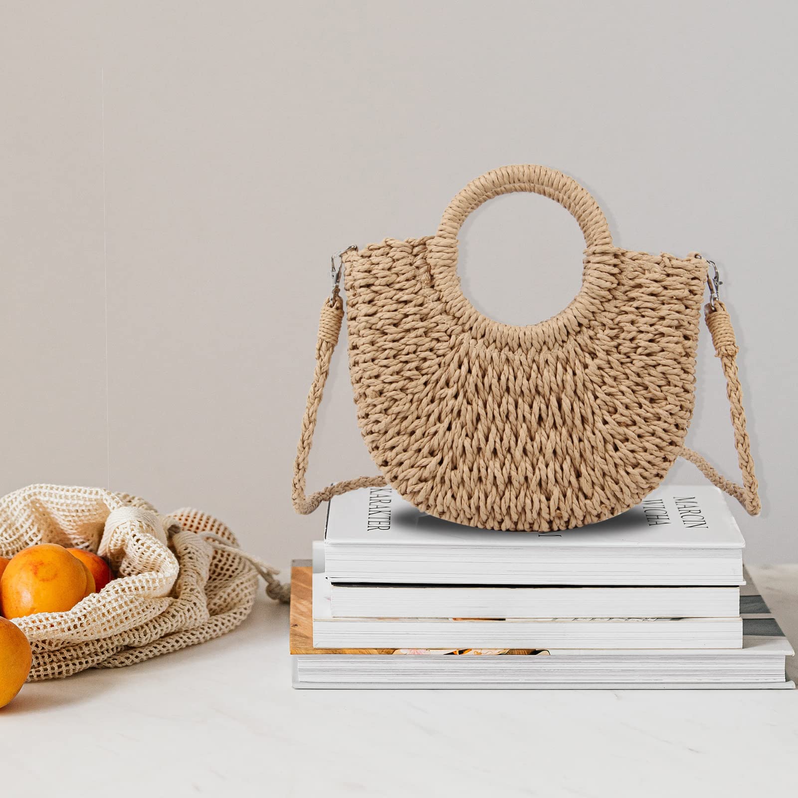 Stylish Woven Straw Tote Bag for Women - Summer Beach Crossbody Purse with Top Handle - Perfect for Vacation, Picnic, and Outdoor Activities