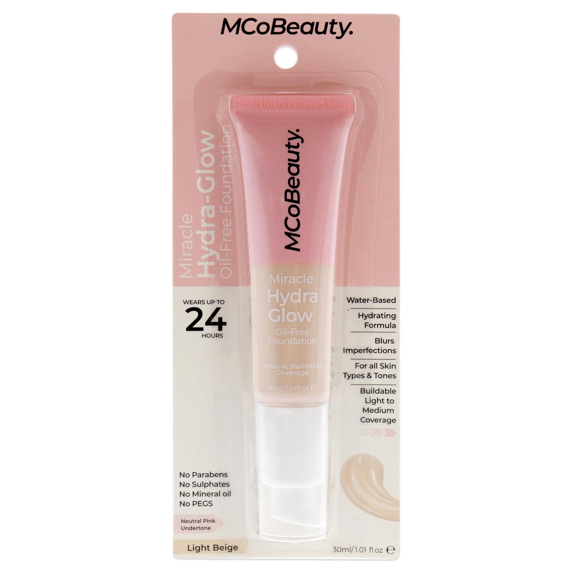 MCoBeauty Oil-Free Water-Based Foundation - Light to Medium Coverage, Natural Satin Finish for Radiant Skin - Light Beige (1 Oz) | Perfect for Daily Wear, Special Occasions & Photography Makeup