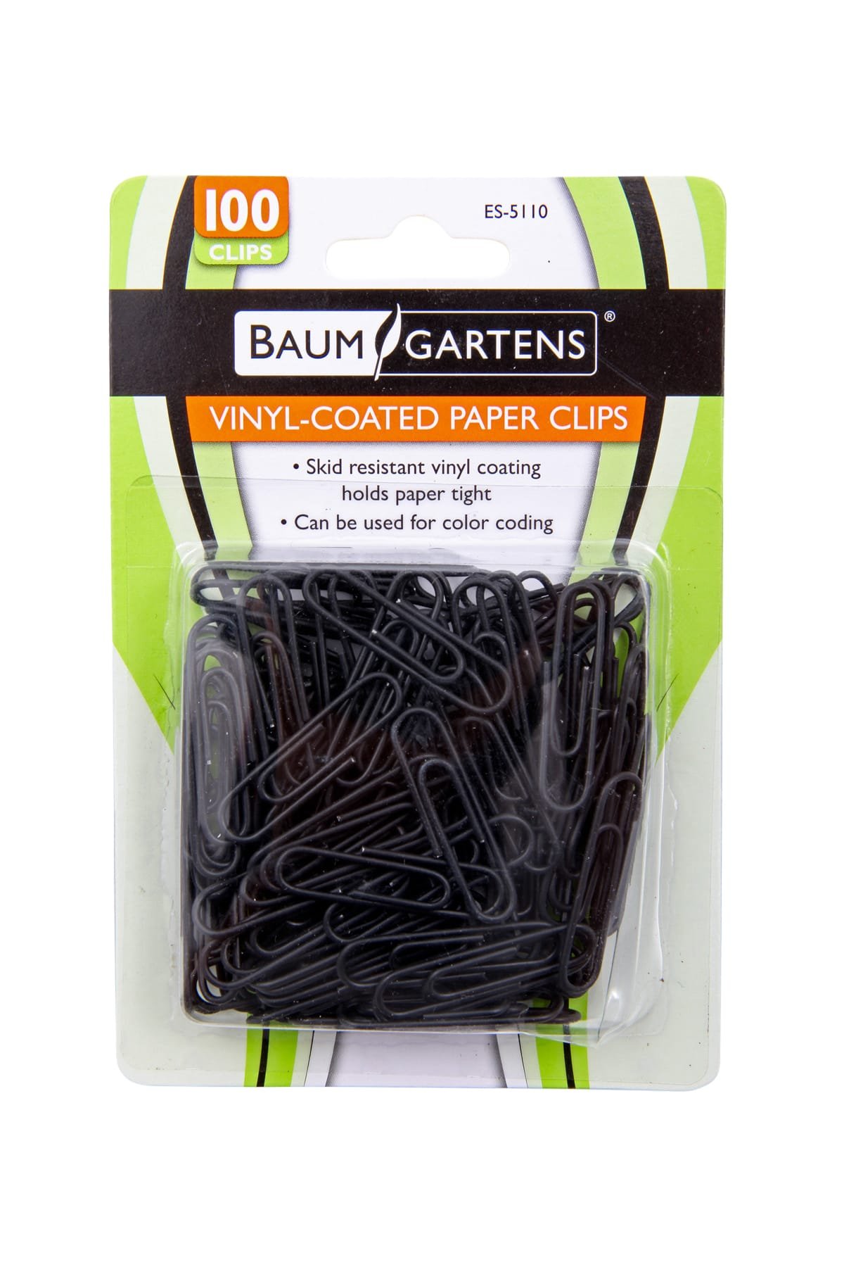 Baumgartens Non-Slip Vinyl Paper Clips - 100 Pack, Colorful Office Supplies for Organizing Documents, Bills & Notes - Perfect for Home, Office & School Use