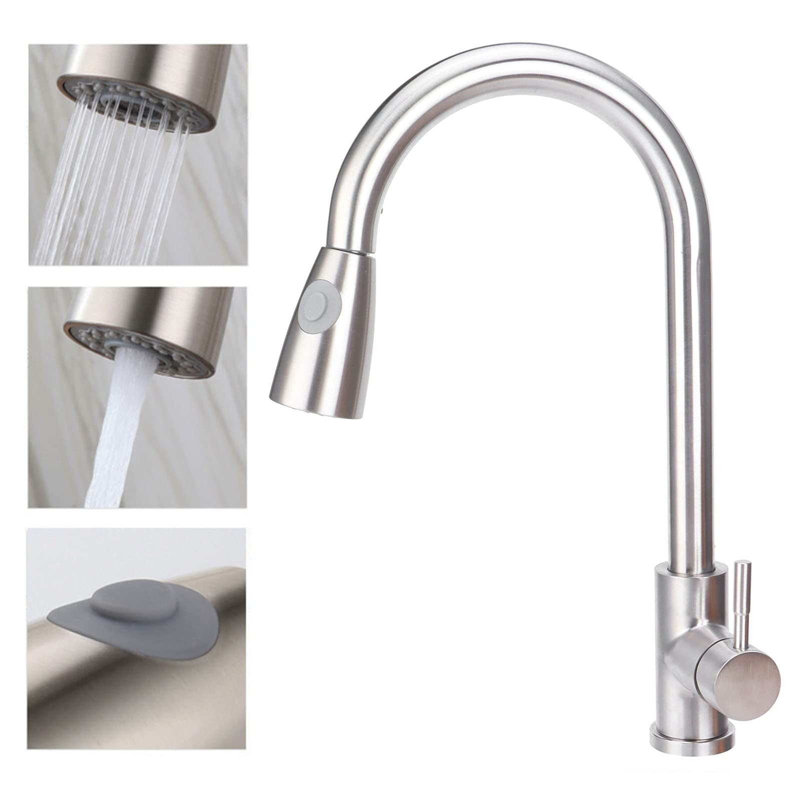 Alvinlite High Arc Single Handle Pull Down Sprayer Kitchen Faucet - Stainless Steel Sink Faucet for Home, Hotel, Bar & Restaurant | Perfect for Washing Dishes, Filling Pots & Cleaning Vegetables