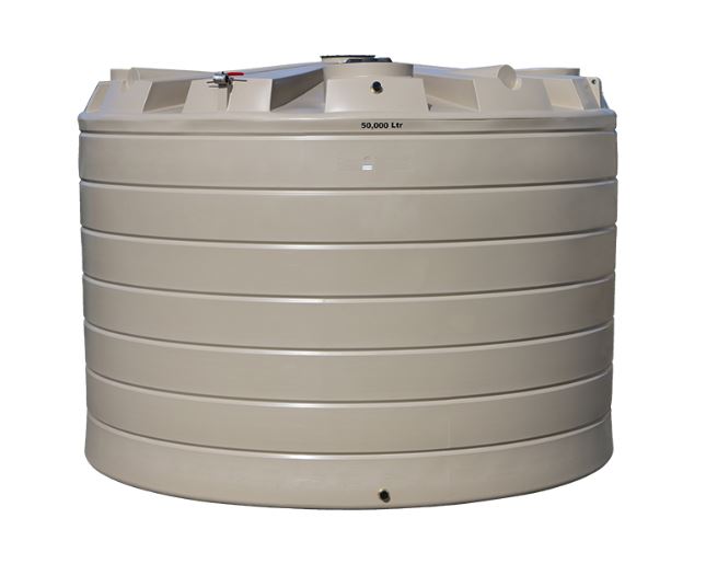 50,000L Premium Round Poly Water Storage Tank - Heavy Duty Flat Wall Design for Farms, Agriculture & Rainwater Harvesting | Durable & UV Resistant