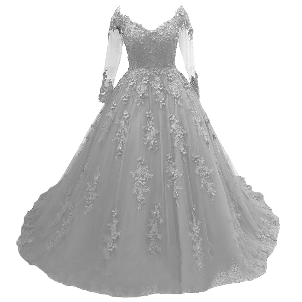 Elegant Women's V-Neck Long Sleeve Evening Gown for Weddings, Parties & Formal Events | Plus Size Ball Dress for Prom, Homecoming & Special Occasions