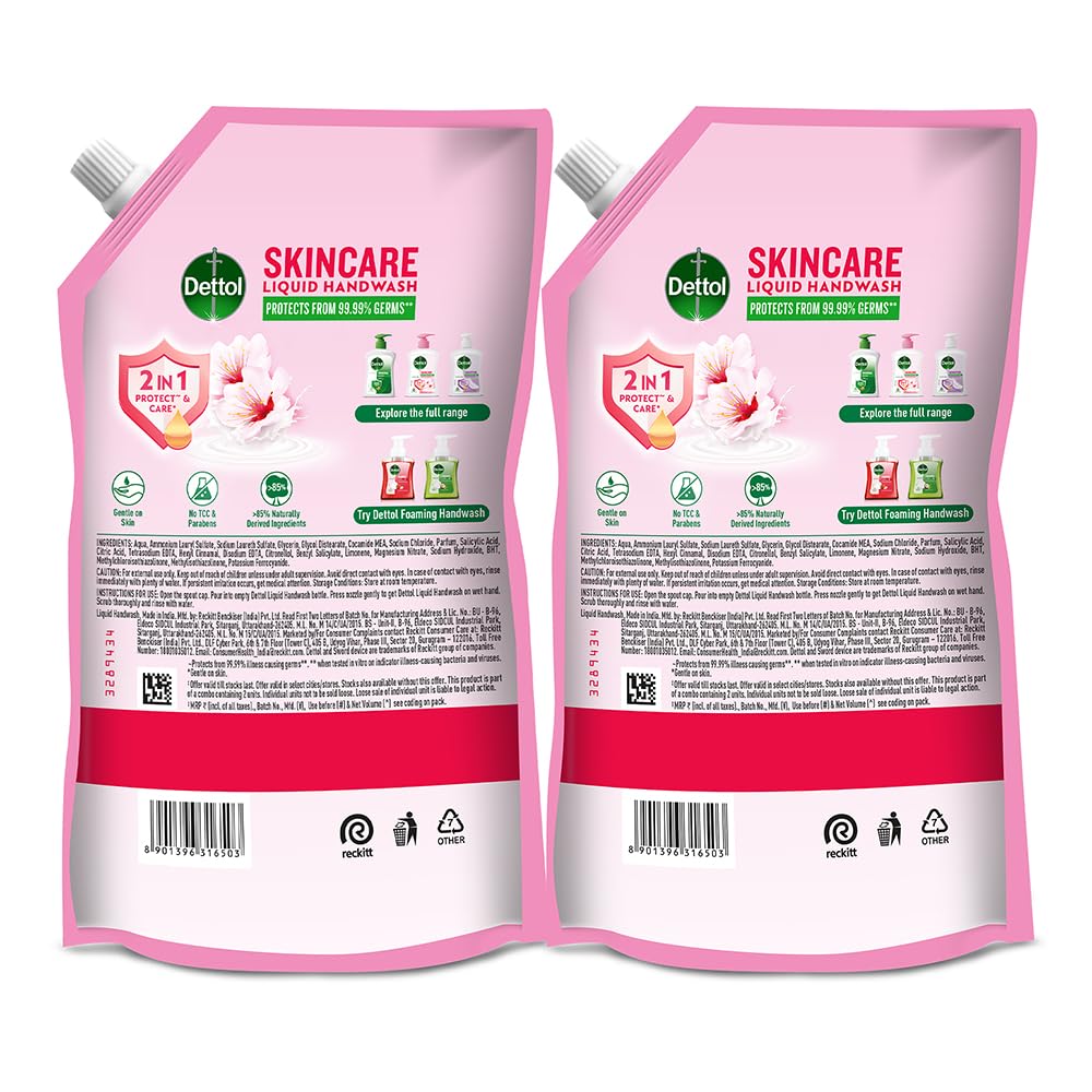 Dettol Liquid Handwash Refill 675ml (2 Pack) - pH Balanced Antibacterial Hand Soap for 10X Better Germ Protection - Ideal for Home, Kitchen, Bathroom & Office Use