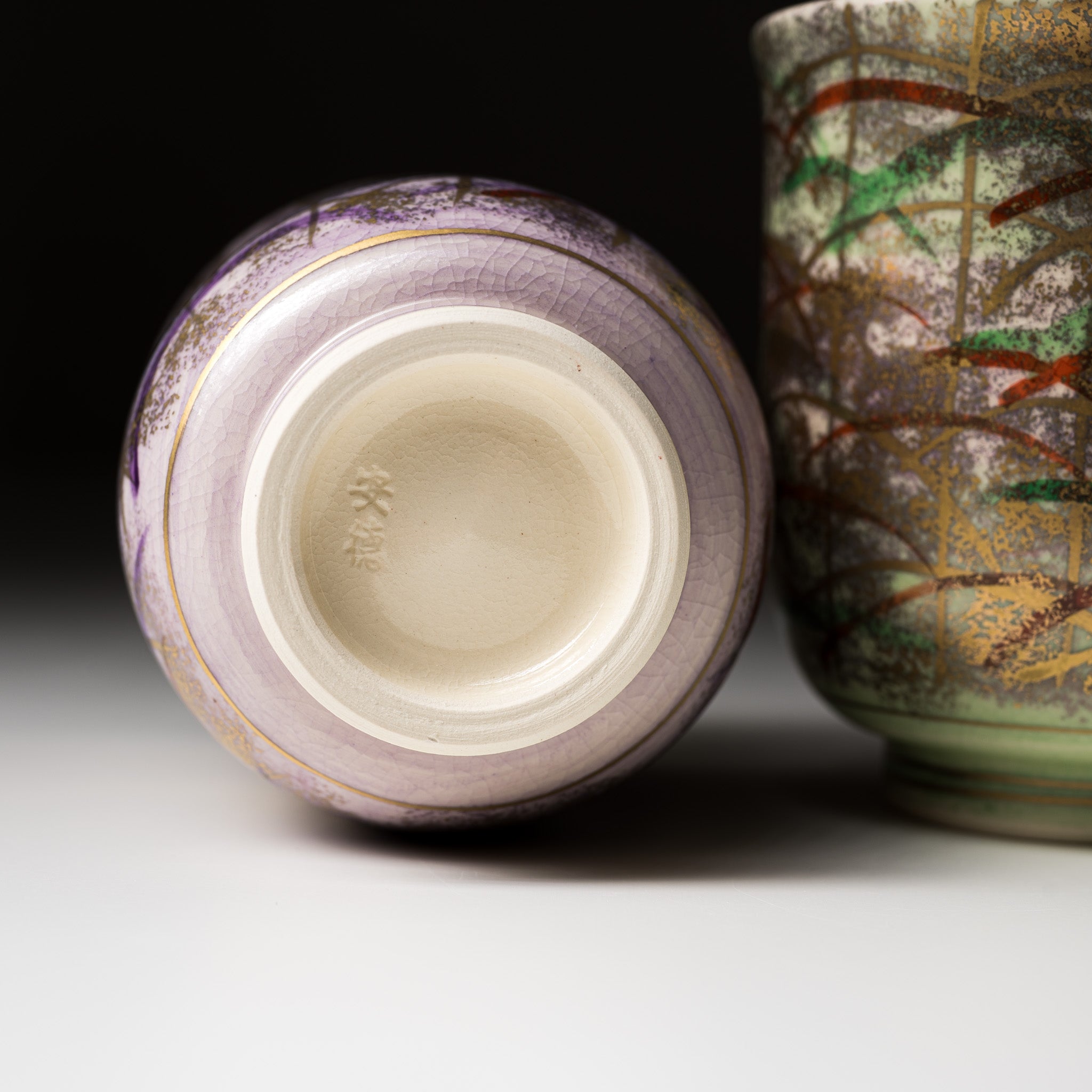 Handmade Kyoto Kiyomizu Ware Bokashi Musashino Pair Tea Cups - Authentic Japanese Ceramic for Matcha, Sencha & Daily Tea Ceremony - Perfect Gift for Tea Lovers & Home Decor