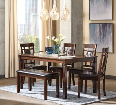 Bennox 6-Piece Dining Table Set with Chairs and Bench - Modern Kitchen & Dining Room Furniture for Family Gatherings & Dinner Parties