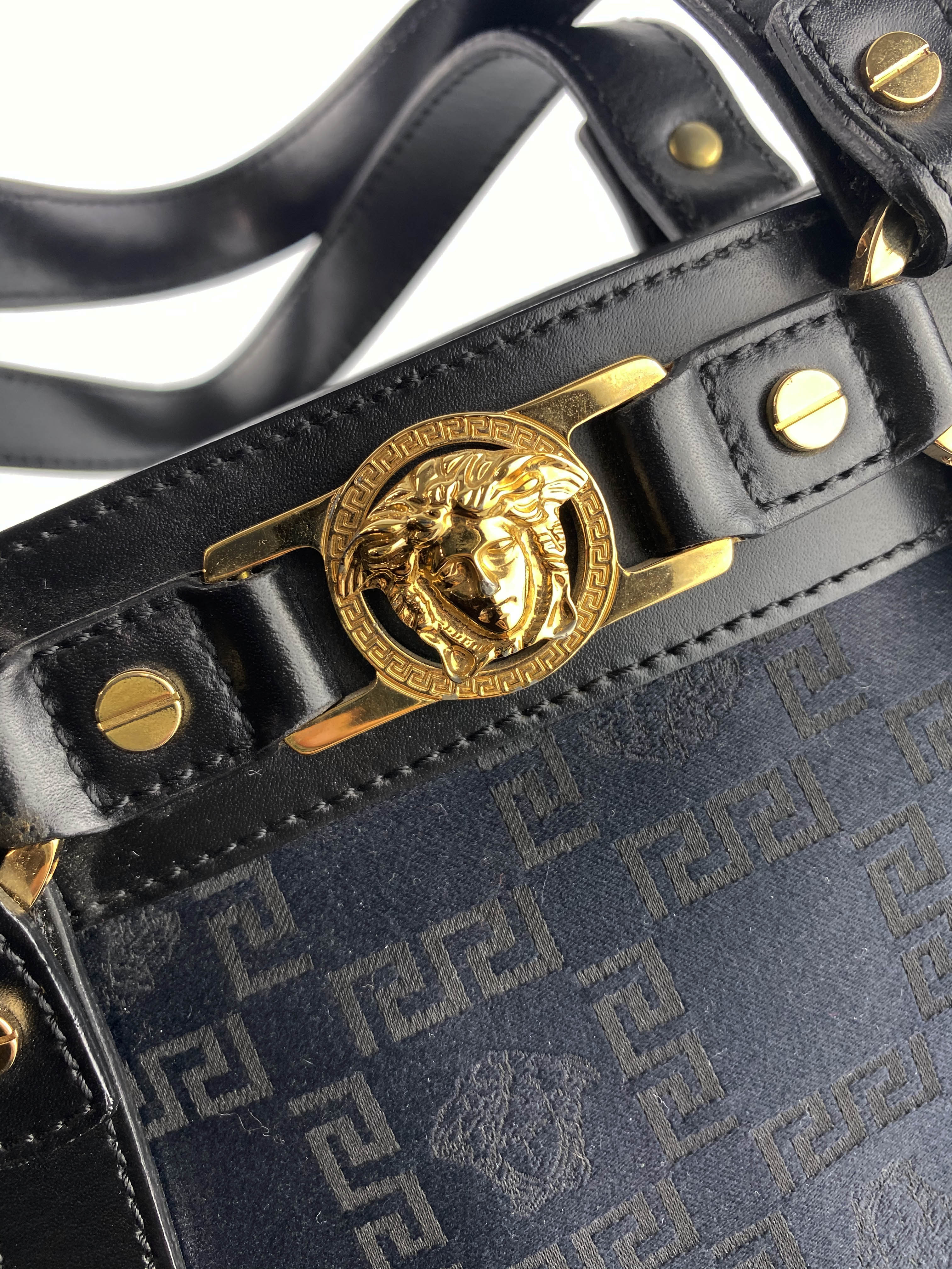 Versace Black Nylon Tote Bag for Women - Luxury Designer Handbag for Work, Travel & Everyday Use