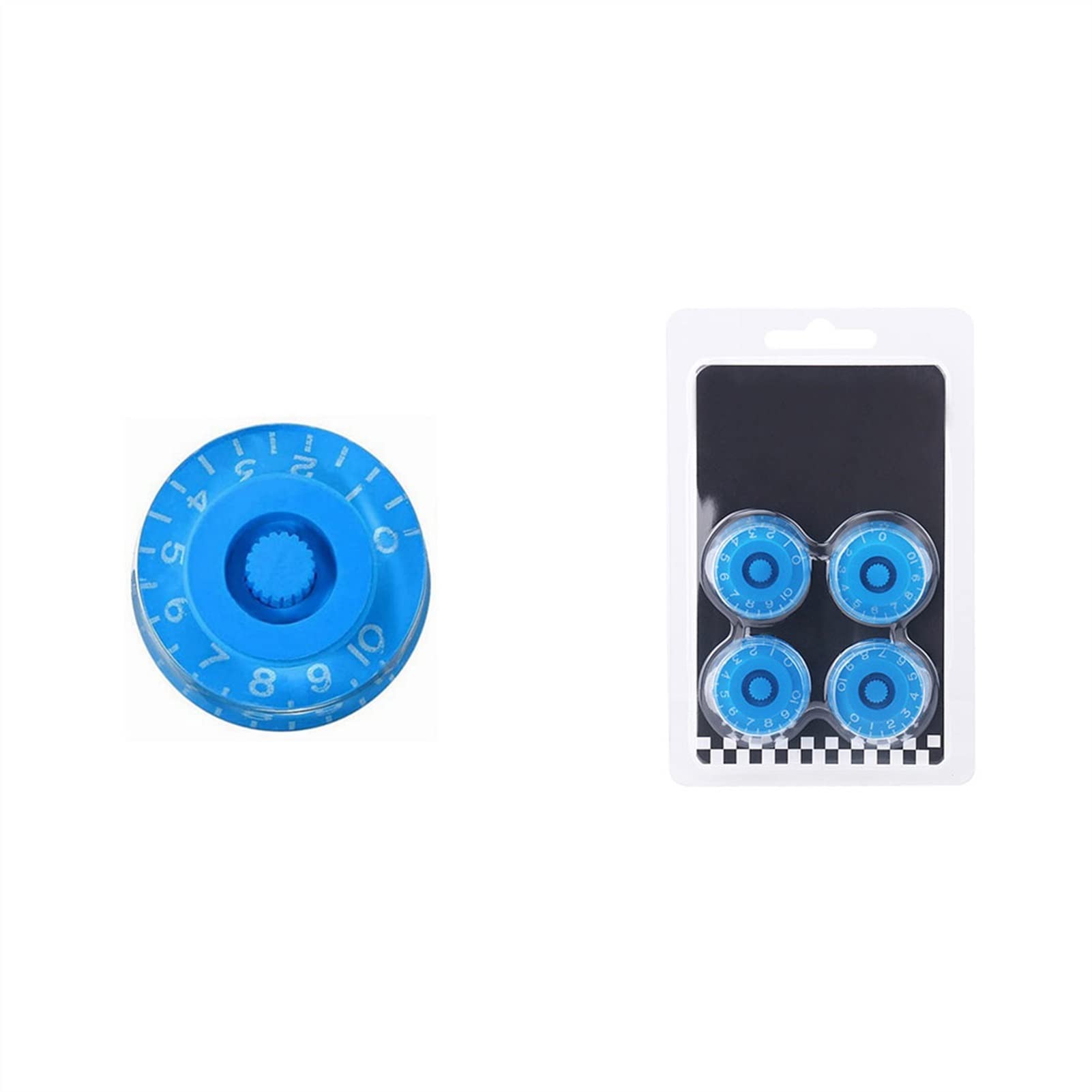 4 Pcs Acrylic Guitar Knobs - Metric Size Volume & Tone Control for Electric Guitar Parts (Blue White Word) - Perfect for DIY Guitar Upgrades & Customization