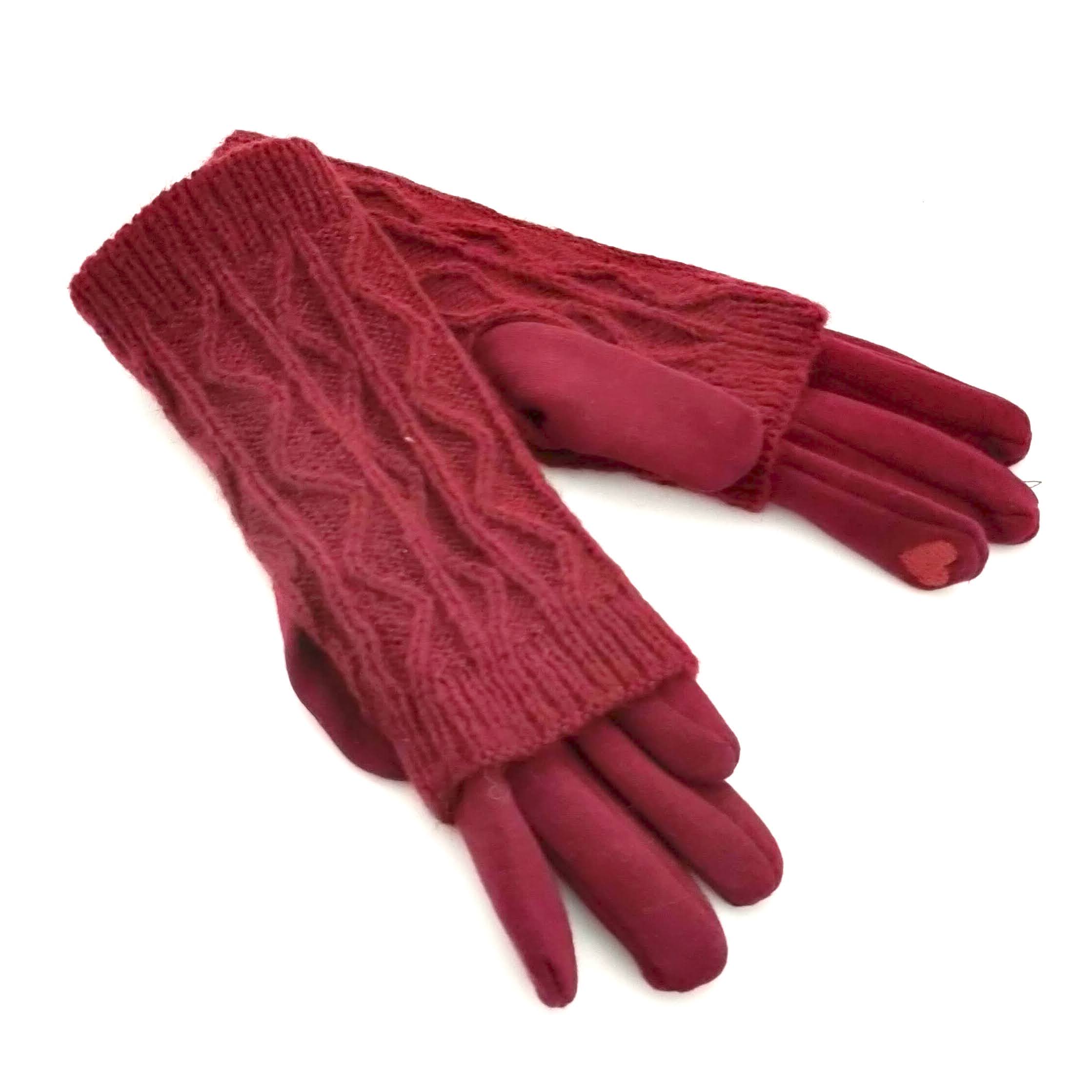 2-in-1 Touchscreen Gloves for Men & Women - Dark Red Winter Gloves for Cold Weather, Running, Cycling & Outdoor Activities