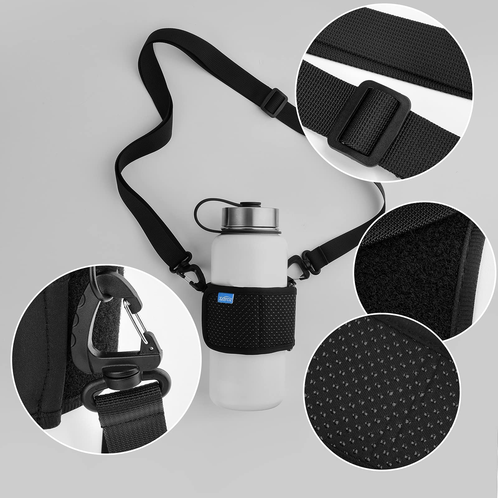 Adjustable Shoulder Strap Water Bottle Carrier - Universal Bottle Sling for Hiking, Walking, Camping & Outdoor Activities - Perfect for Gym, Travel & Sports Hydration