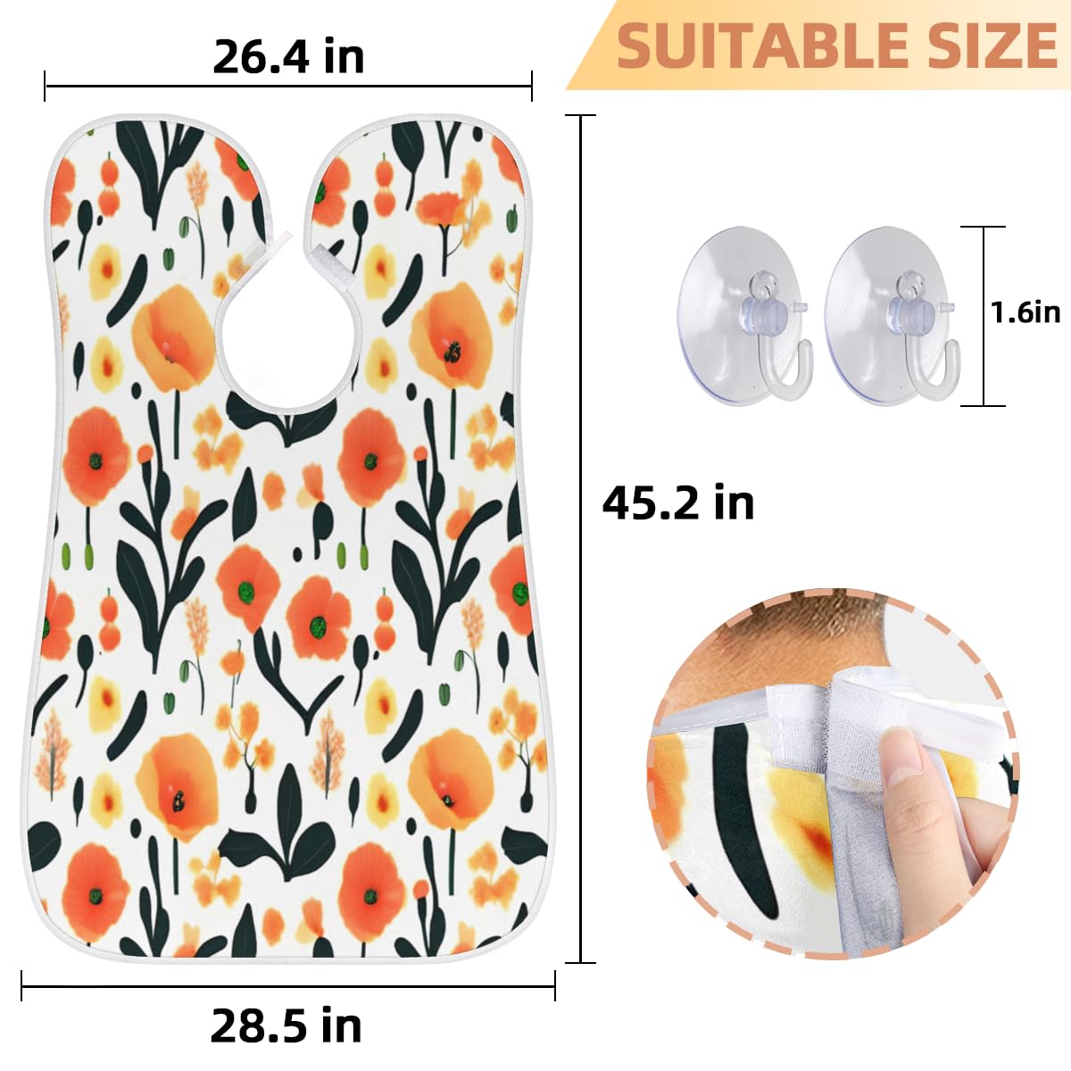 Men's Spring Poppy Flowers Shaving Bib - Waterproof Beard Trimming Apron for Hair Dye & Makeup Artists, Salon Hair Cutting Cape with Sink Catcher - Perfect Gift for Barbers & Grooming Enthusiasts (Great for Home Use, Professional Salons & Barber Shops)