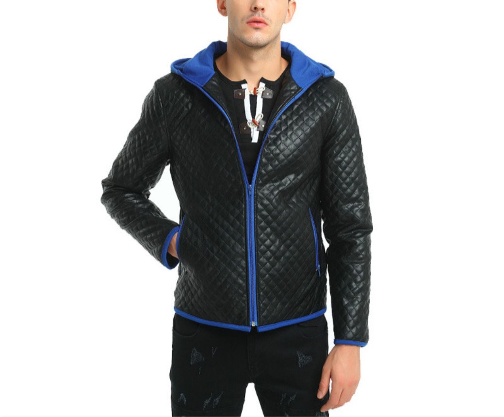 DANNI Men's Hooded Leather Jacket - Autumn Winter Fashion Jacket for Men, Casual Outerwear with Stand Collar | Perfect for Daily Wear, Outdoor Activities & Street Style