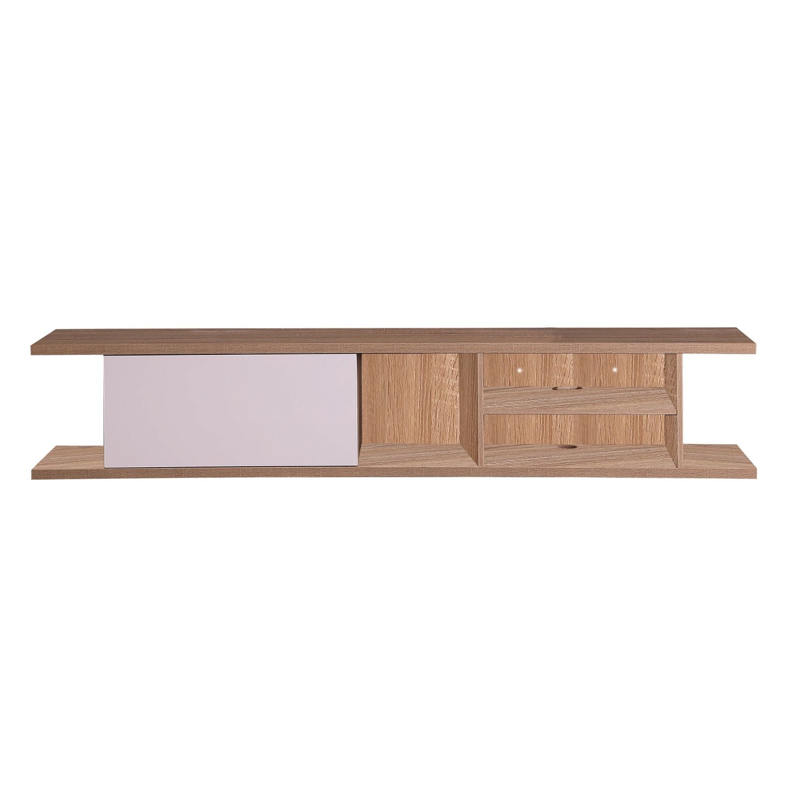 Auldrin 200cm Floating TV Stand with Wall Mount - Modern Oak Entertainment Center for Living Room - Perfect for Home Theater Setup & Space Saving Design