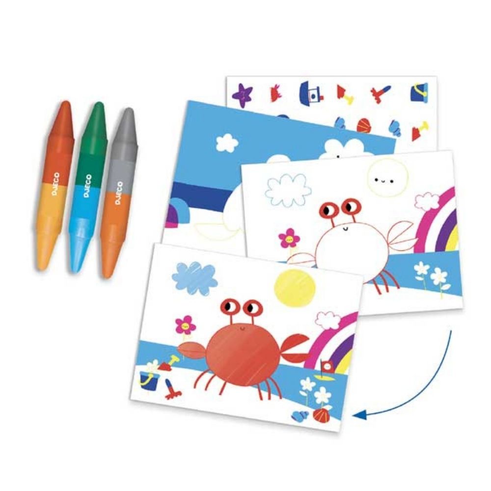 DJECO Multi-Activity Craft Kit for Kids - Seaside Delights Art Set, Creative DIY Gifts for Children | Beach-Themed Arts & Crafts for Summer Vacation & Birthday Parties