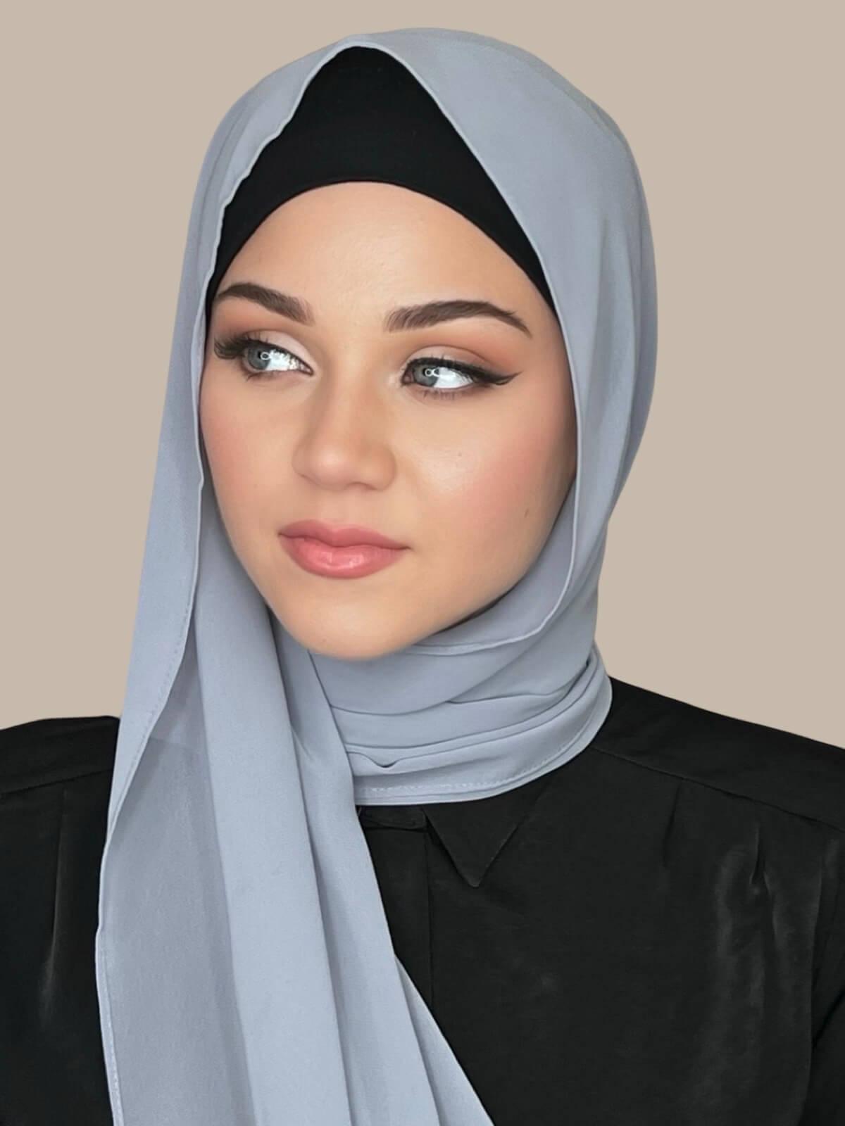 Premium Luxury Chiffon Hijab Scarf - Elegant Smoke Grey Shawl for Women - Perfect for Daily Wear, Prayer, and Special Occasions