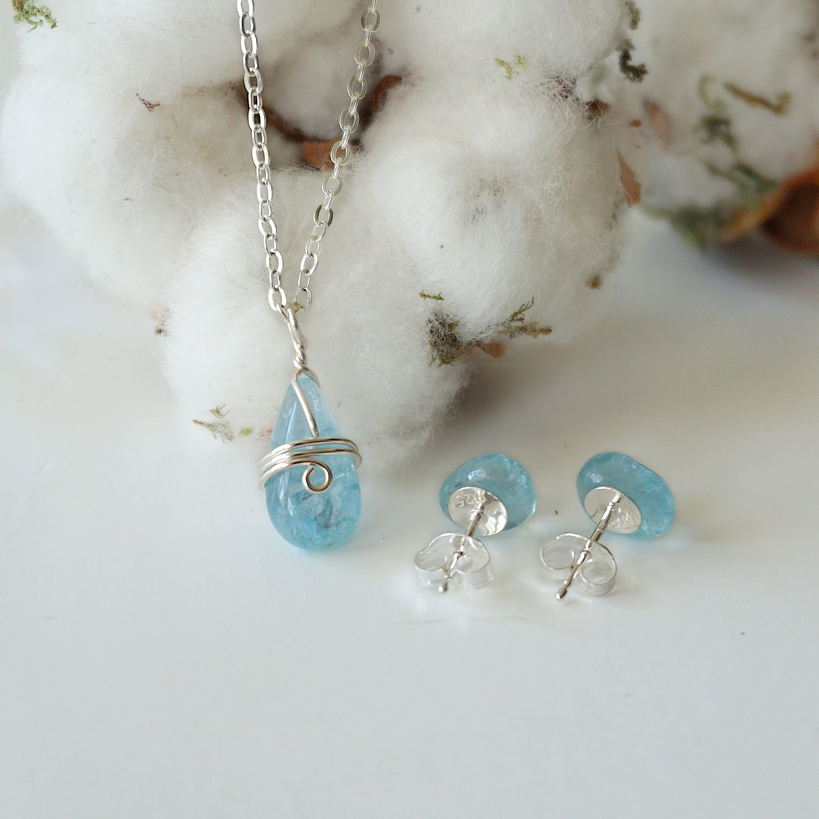 Elegant Aquamarine Charm Set in Sterling Silver - Perfect for Birthdays, Anniversaries & Everyday Jewelry Gifts