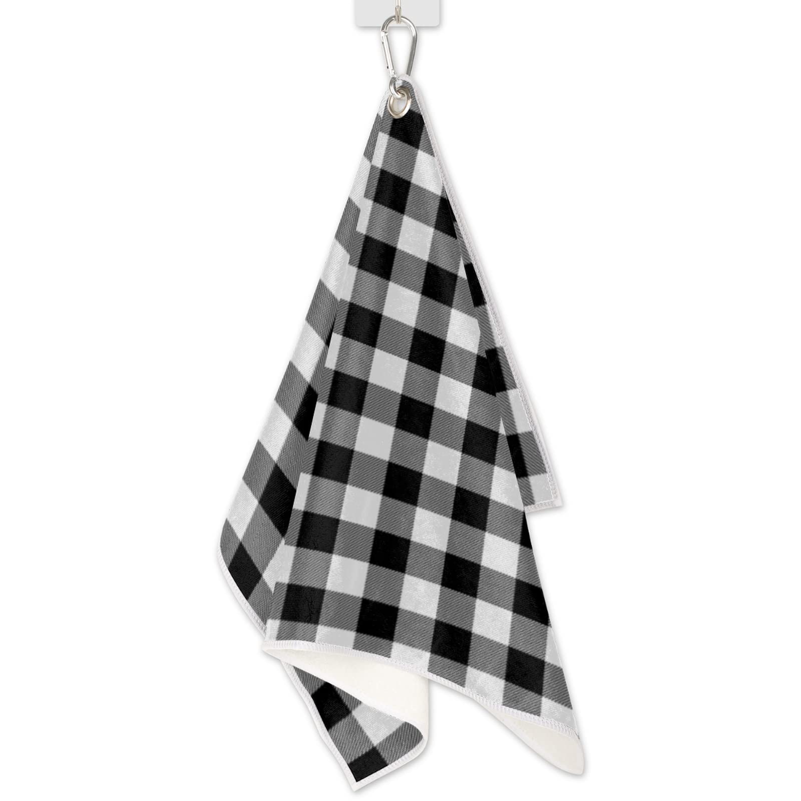 Buffalo Plaid Golf Towel with Clip for Golf Bags - 15
