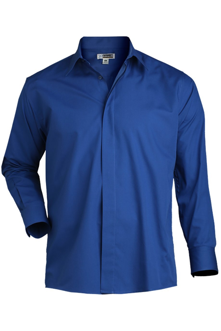 Edwards Men's Big and Tall Covered Placket Cafe Shirt - Royal Blue XX-Large Tall Size - Comfortable Dress Shirt for Business Casual & Office Wear