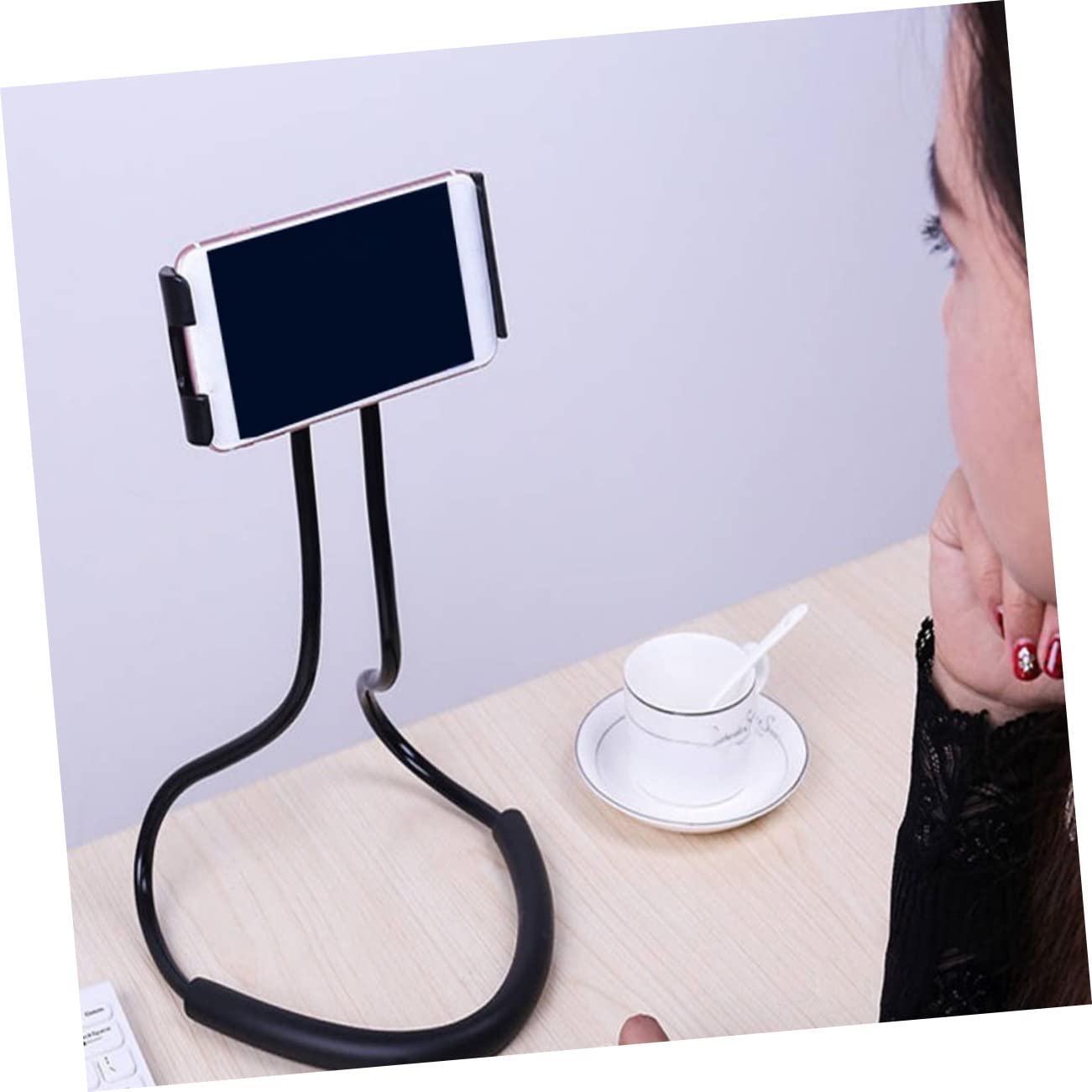 Adjustable 3-Piece Neck Phone Holder Stand - Rotating Lazy Tablet & Cell Phone Mount for Hands-Free Reading, Cooking, Watching Videos & Workouts