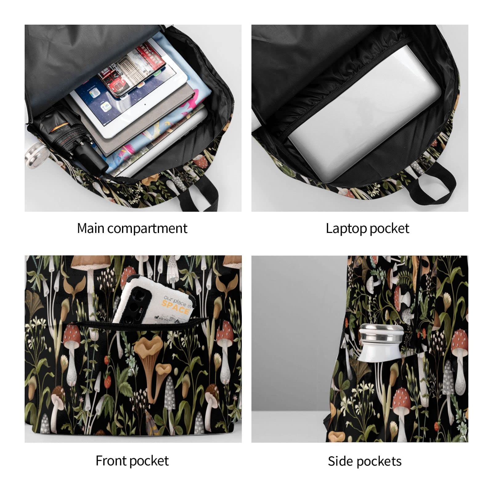 Lightweight Mushroom Backpack - Waterproof Laptop Book Bag for Men & Women, Perfect for Travel, School & Daily Use