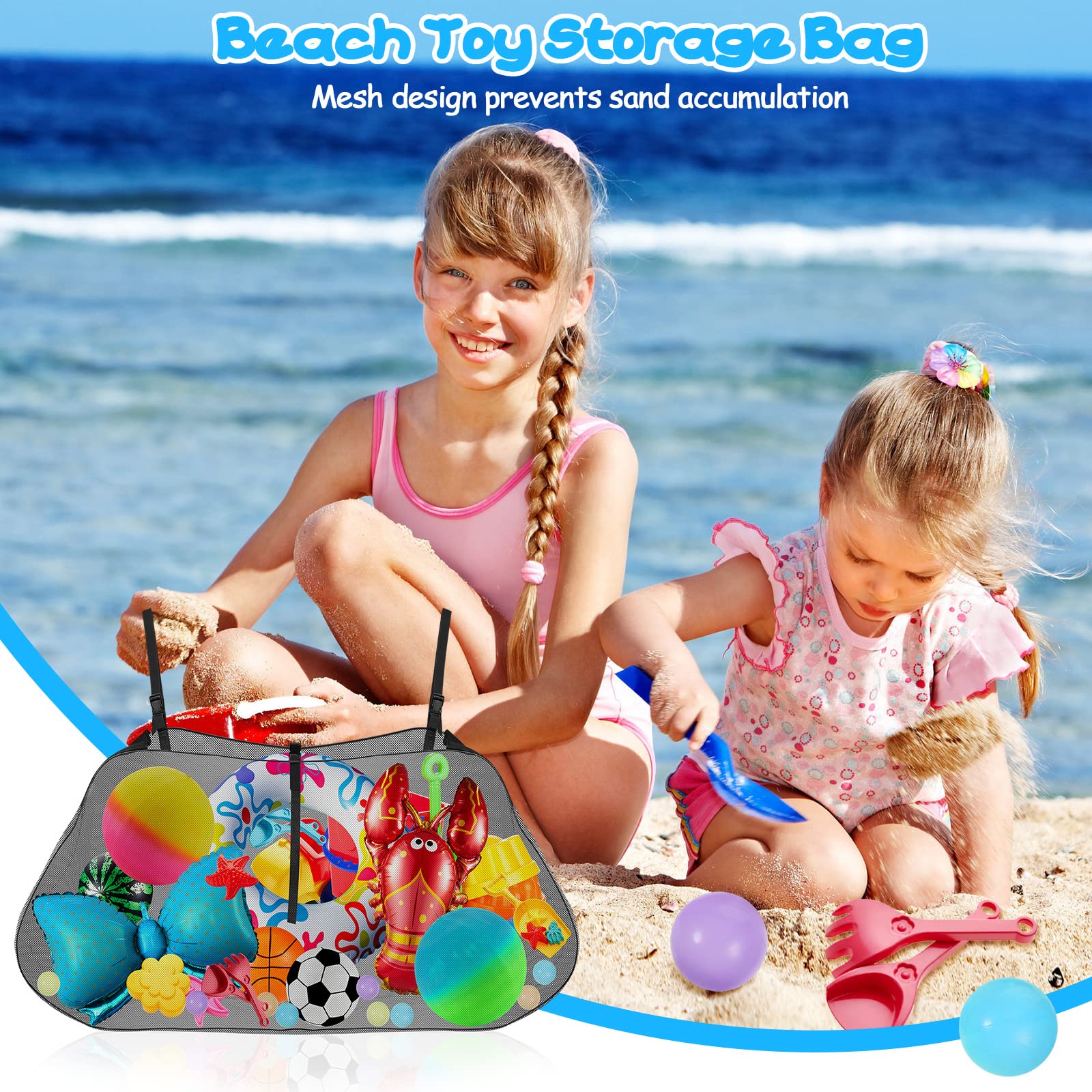 Shappy Large Black Rectangular Plastic Pool Toy Storage Bag - Foldable Hanging Net Organizer for Swim Accessories, Quick Dry & Easy to Clean - Perfect for Beach, Poolside, and Water Park Use