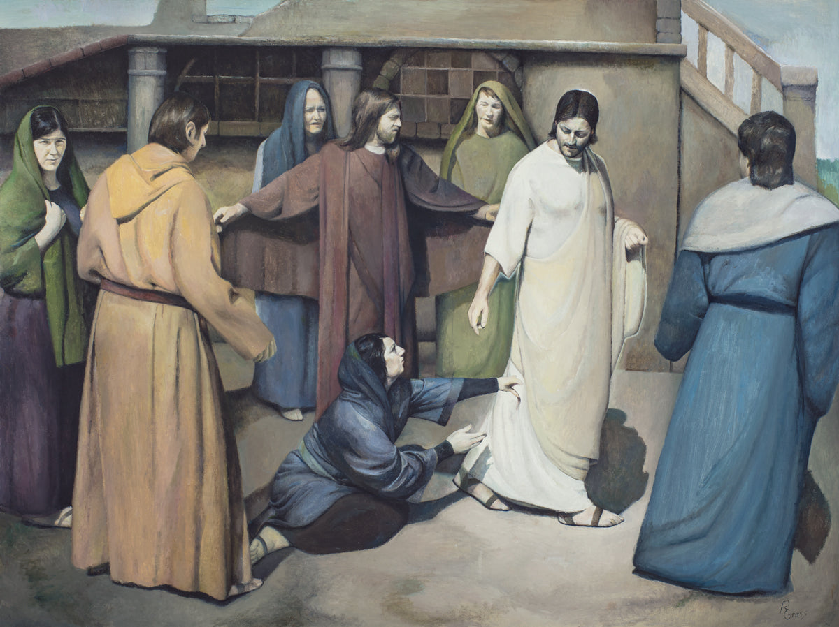 Large Wall Art 'And Touched His Garment' - Biblical Canvas Print for Home Decor, Church & Office - Inspirational Christian Artwork for Living Room, Bedroom & Worship Spaces