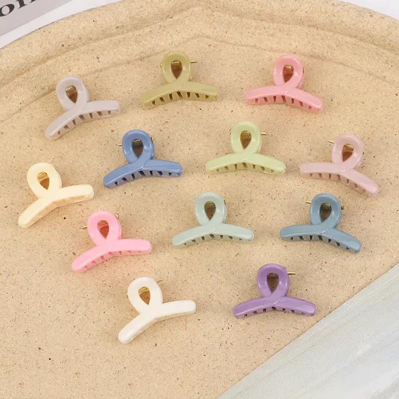 NEOBABY Small Hair Claw Clips for Women & Girls - 6 Pack Colorful 3cm Mini Plastic Cross Hair Clips | Korean Style Acrylic Hair Accessories | Perfect for School, Work, and Everyday Hairstyles