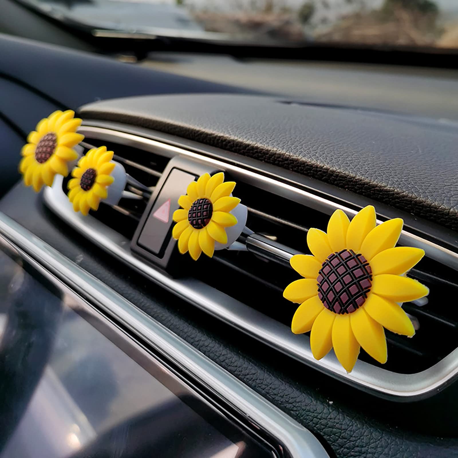 2 Pack Sunflower Car Air Vent Clips - Floral Car Air Freshener Decorations with Fragrance - Cute Sunflower Gift for Women - Perfect for Car, Office & Home Decor