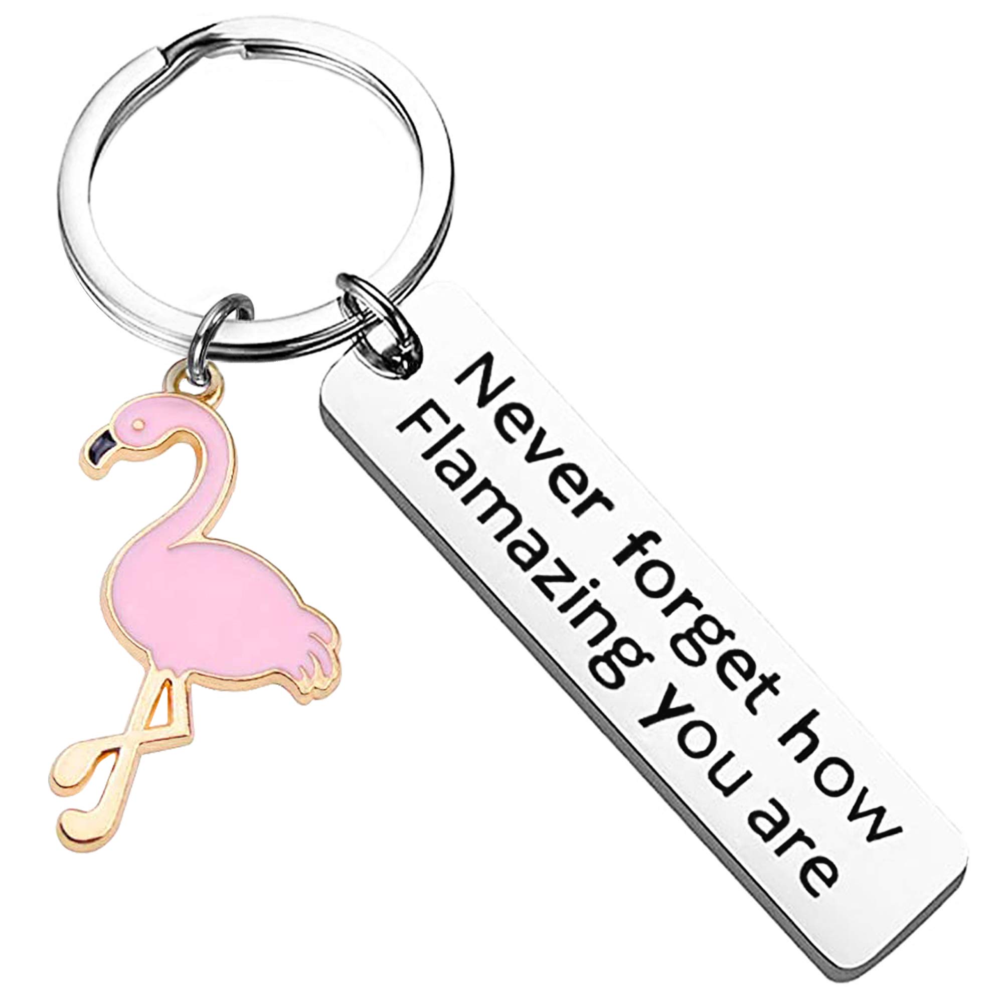 Flamingo Keychain for Women - Motivational Gifts with 'Never Forget How Flamazing You Are' Message - Perfect for Birthday, Graduation, and Friendship Gifts