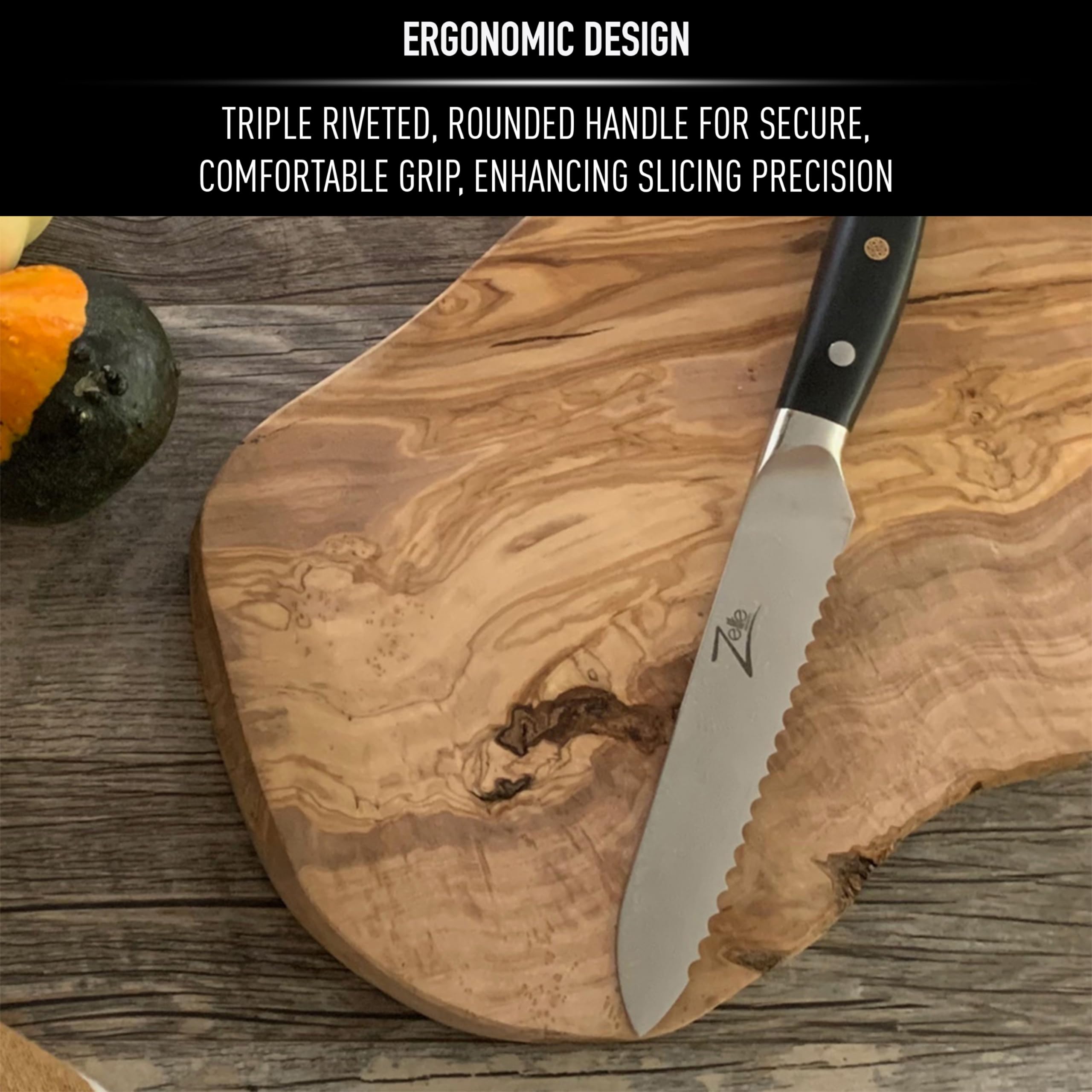 Zelite Infinity 5.5 Inch Serrated Bread Knife - Ultra Sharp Japanese AUS-10 Super Steel 67-Layer Damascus Blade - Perfect for Sourdough, Baguettes & Homemade Bread - Elegant Gift Box - Ideal for Bakeries, Kitchens & Bread Lovers