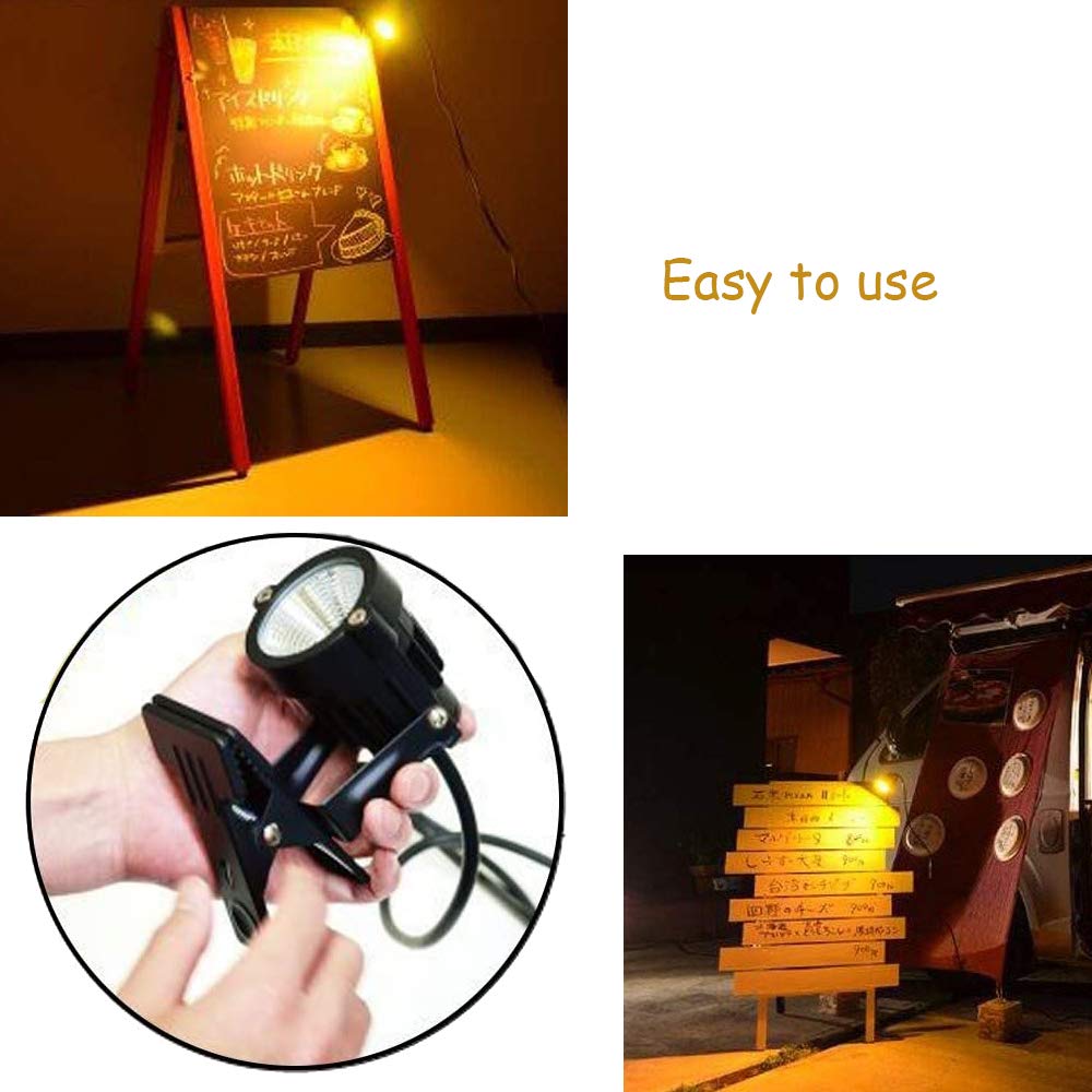 Youngine 5W COB LED Clip Light - IP65 Waterproof Adjustable Desk Spotlight with US Plug - Perfect for Coffee Shops, Flags, and Home Office (Warm White) | Indoor & Outdoor Task Lighting for Reading, Display, and Workspaces