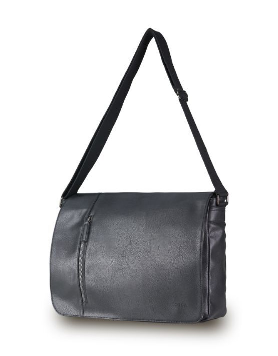 Tosca VG013 Vegan Leather Satchel Messenger Bag for Women & Men - Stylish & Durable Crossbody Bag - Perfect for Work, Travel & Everyday Use - Black