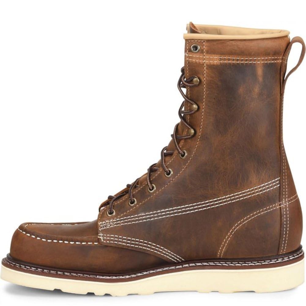 Carolina AMP USA 8 Inch Men's Soft Moc Toe Work Boots - American Made Leather Upper, Oil & Slip Resistant Outsole, Comfortable Poron Insole - Perfect for Construction, Landscaping & Outdoor Work
