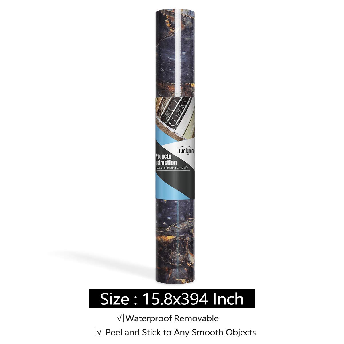 Livelynine 15.8x394 Inch Marble Contact Paper - Peel and Stick Waterproof Vinyl Wallpaper for Kitchen Countertops, Desks, Dressers & Bathroom | Self-Adhesive Countertop Wrap | Easy DIY Home Decor Upgrade (Perfect for Kitchen Remodel, Furniture Makeover & Rental Apartment Improvements)