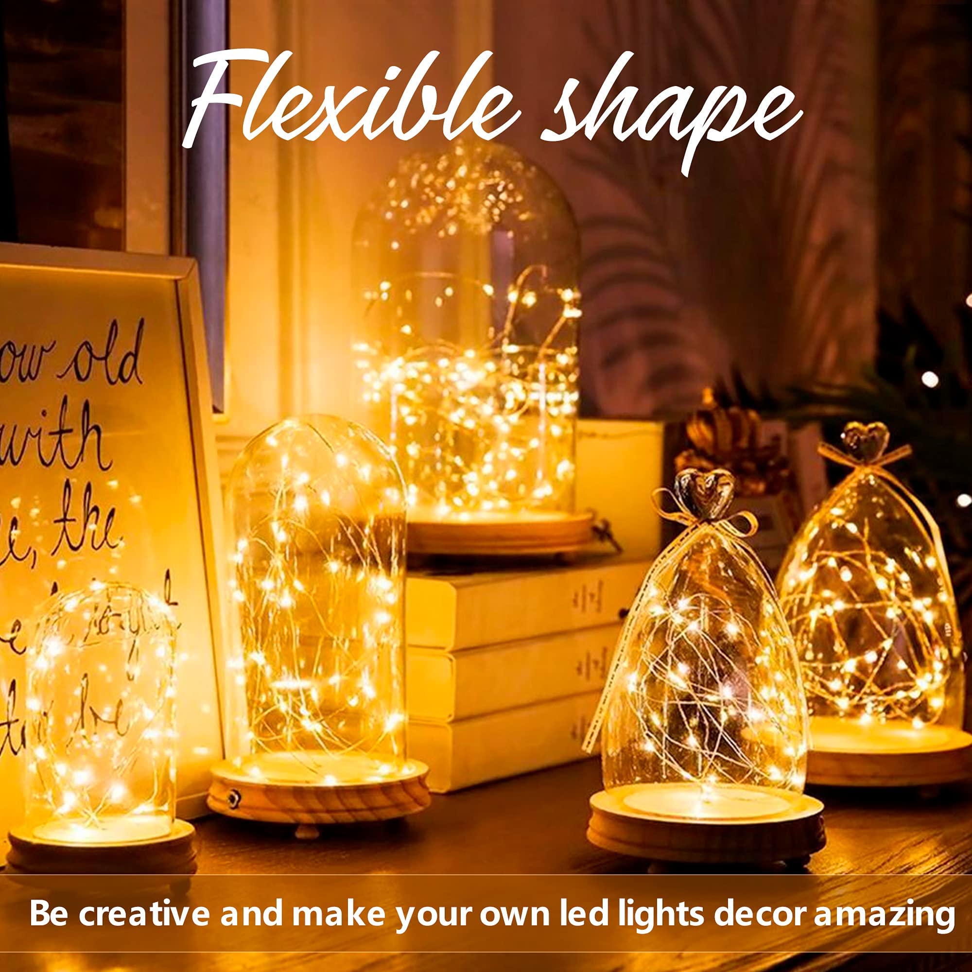 EvaStary 33FT 100LED USB Fairy String Lights - Waterproof Silver Wire LED Lights for Indoor Outdoor Decor | Perfect for Halloween, Christmas, Wedding, Thanksgiving & Fall Parties | Warm White Ambient Lighting