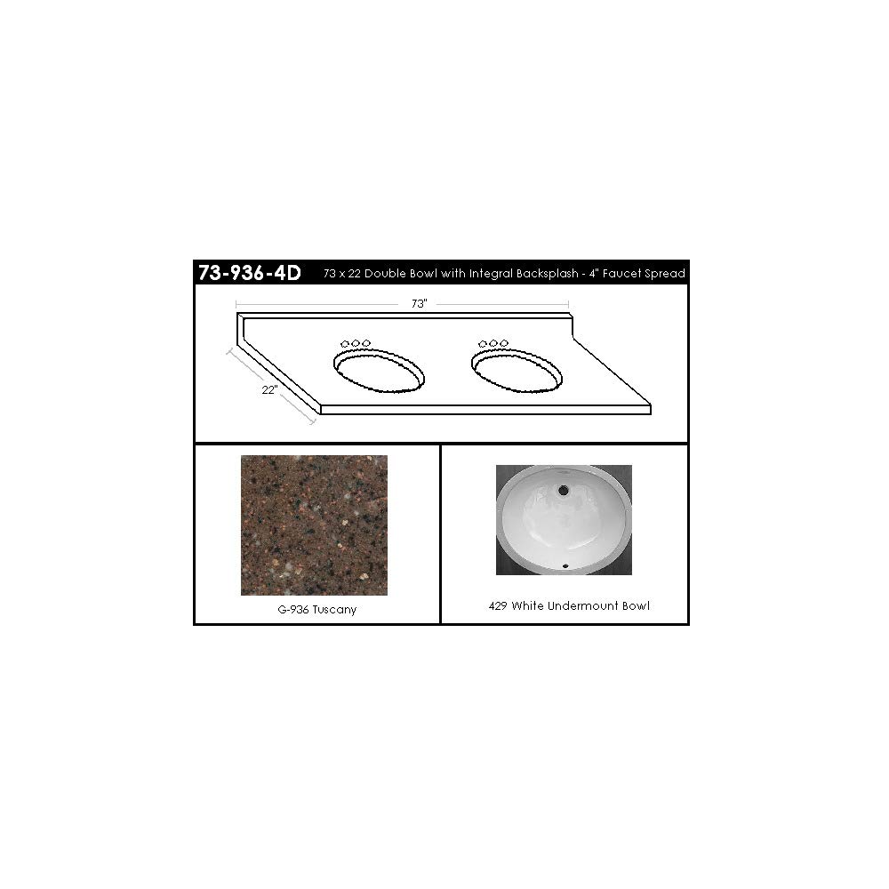 73-936-4D Double Bowl Vanity Top - White Ceramic Bathroom Sink Countertop for Modern Home & Luxury Spa (Perfect for Master Bathroom Renovation & Guest Bathroom Upgrade)