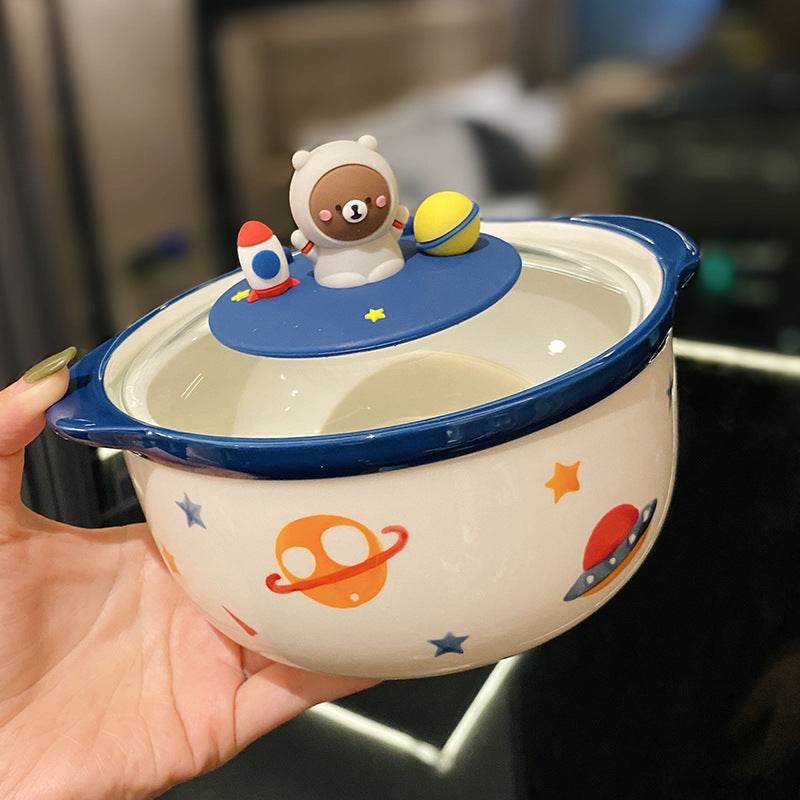 Korean Bear Ramen Bowl - Ceramic Instant Noodle Soup Bowl with Cute Bear Design | Perfect for Home, Office & Gift Giving