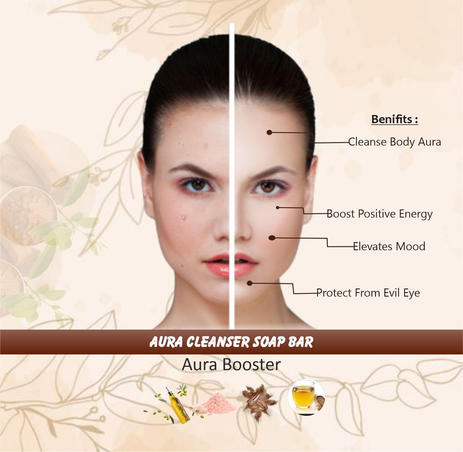 Auraavida Herbal Aura Cleanser & Aura Booster Soap Bar - Natural Energy Cleansing for Mind, Body & Spirit - Perfect for Meditation, Yoga & Spiritual Practices