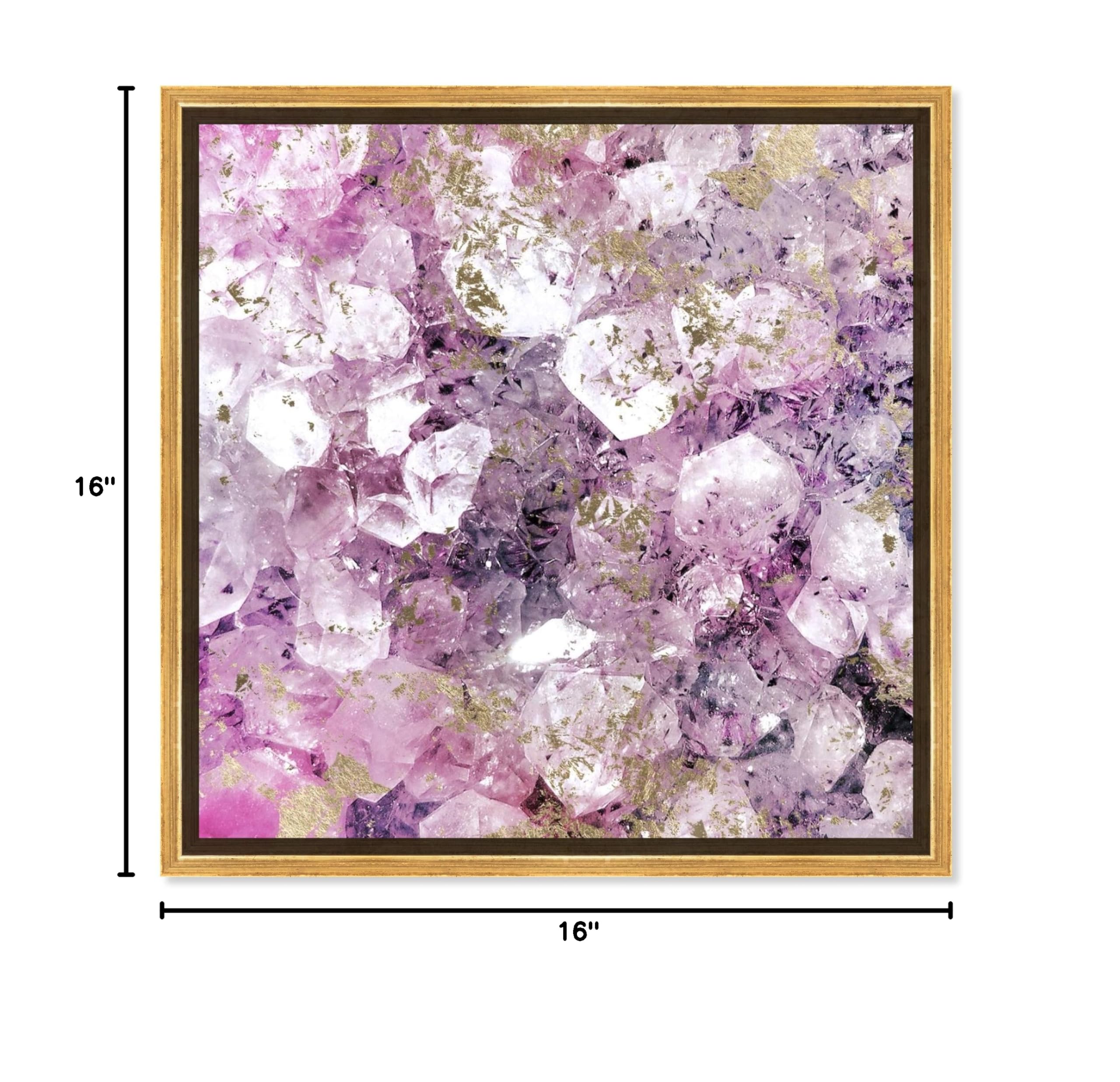 Oliver Gal Artist Co. Abstract Framed Wall Art - Romantic Crystal Canvas Print in Purple & Gold (16x16 Inches) - Perfect for Living Room, Bedroom & Office Décor