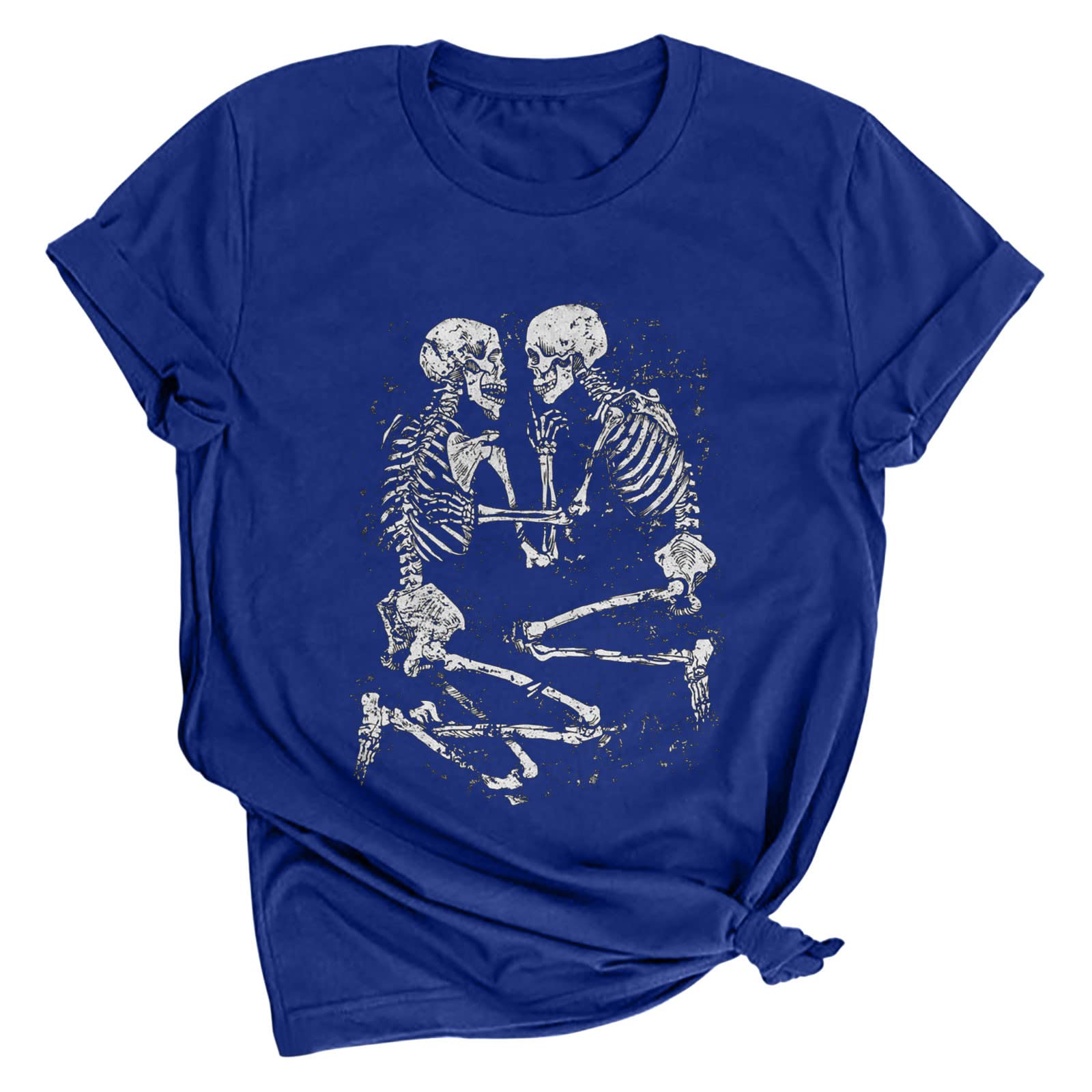 Funny Vintage Y2K Graphic Tees for Women - Short Sleeve Skeleton Print Casual T-Shirts & Tunic Blouses | Perfect for Casual Wear, Parties, and Retro Fashion Outfits